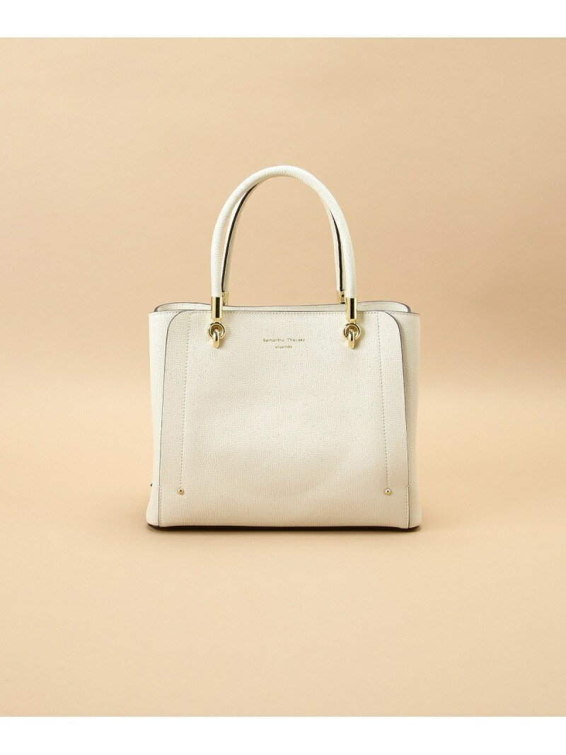 【サマンサタバサ/SamanTha Thavasa】のアベクトワ レザースクエアトートバッグ 小サイズ インテリア・キッズ・メンズ・レディースファッション・服の通販 founy(ファニー) 　ファッション　Fashion　レディースファッション　Fashion for Women　バッグ　Bags　ショルダー　Shoulder, Shoulder Strap　ポケット　Pocket, Pocket Detail　オフホワイト|ID: prp329100004824945 ipo3291000000035094330