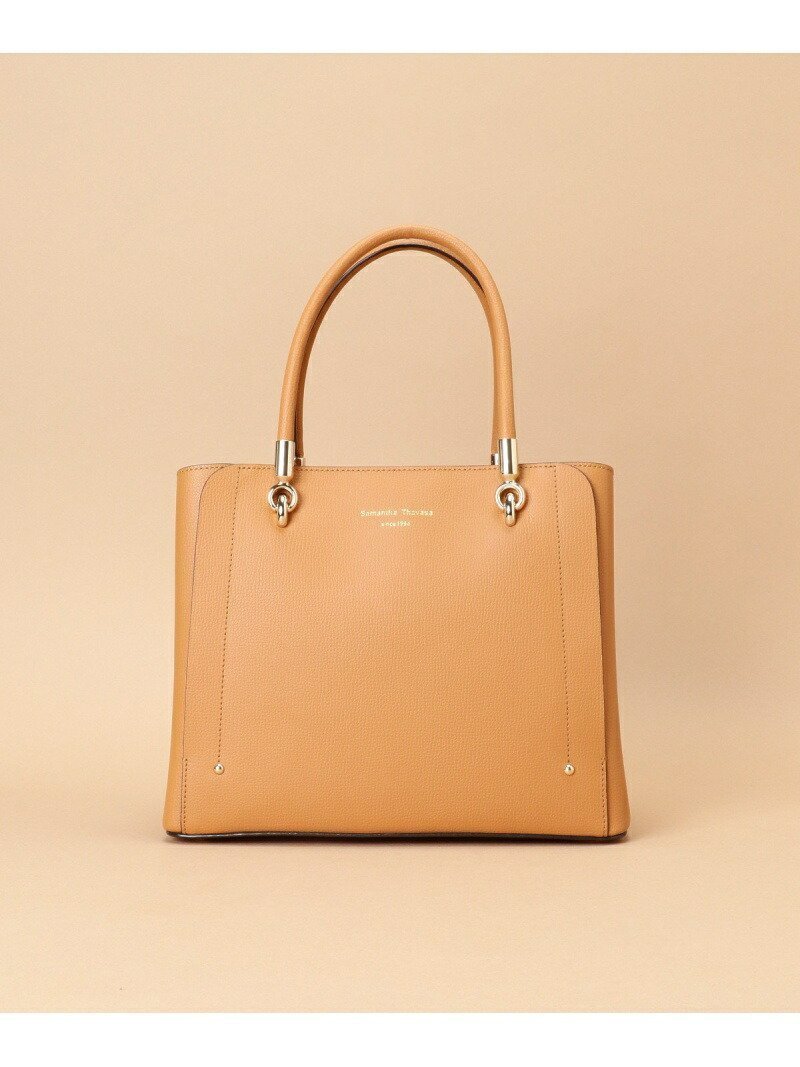 【サマンサタバサ/SamanTha Thavasa】のアベクトワ レザースクエアトートバッグ 小サイズ インテリア・キッズ・メンズ・レディースファッション・服の通販 founy(ファニー) 　ファッション　Fashion　レディースファッション　Fashion for Women　バッグ　Bags　ショルダー　Shoulder, Shoulder Strap　ポケット　Pocket, Pocket Detail　キャメル|ID: prp329100004824945 ipo3291000000035094335