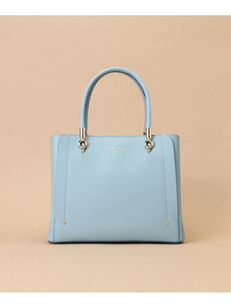 【サマンサタバサ/SamanTha Thavasa】のアベクトワ レザースクエアトートバッグ 小サイズ インテリア・キッズ・メンズ・レディースファッション・服の通販 founy(ファニー) 　ファッション　Fashion　レディースファッション　Fashion for Women　バッグ　Bags　ショルダー　Shoulder, Shoulder Strap　ポケット　Pocket, Pocket Detail　ライトブルー|ID: prp329100004824945 ipo3291000000035094337