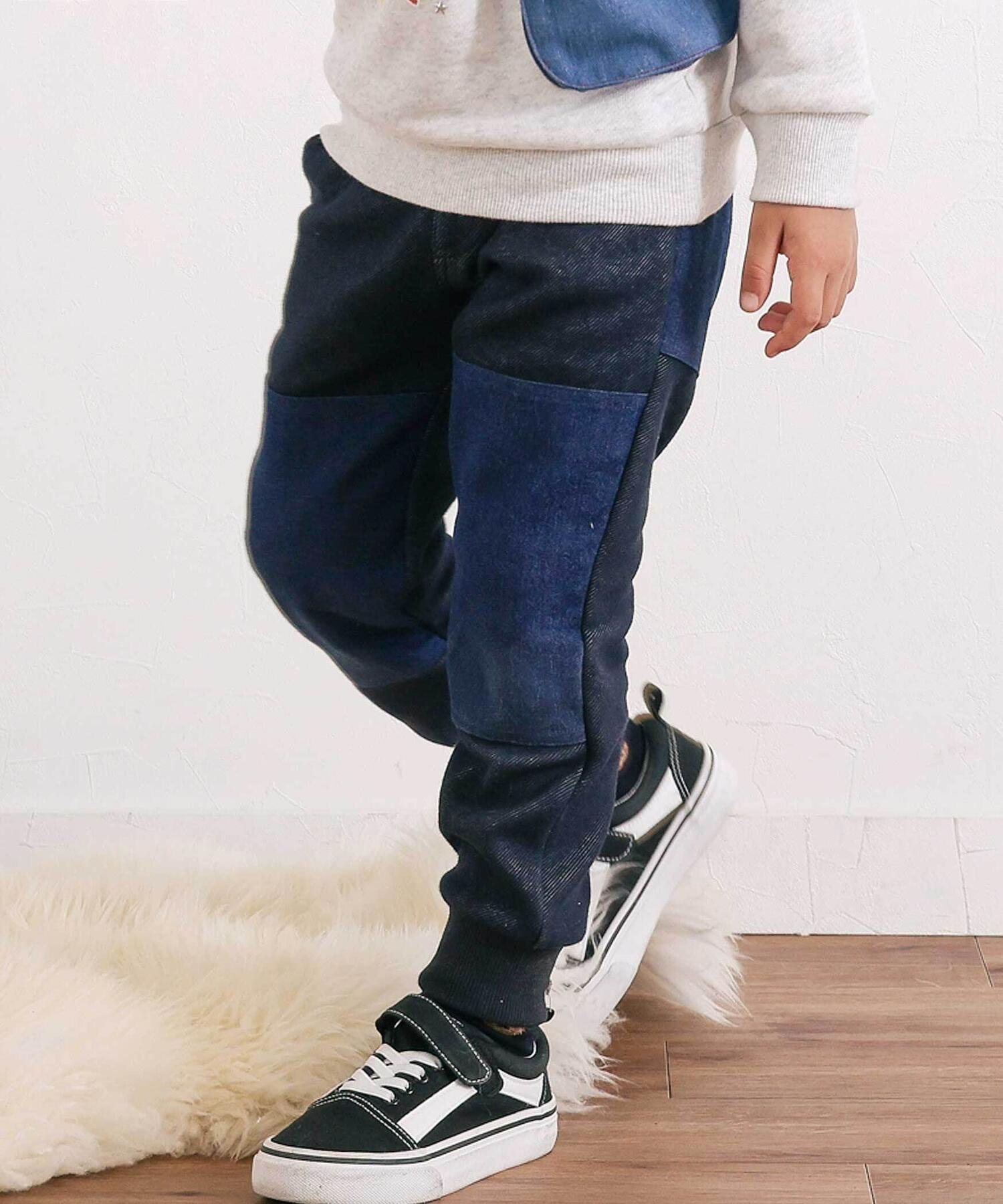 【ベベ オンライン ストア/BEBE ONLINE STORE / KIDS】の【GANJYO】裏シャギーおしりひざ強化頑丈パンツ(80~130cm) インテリア・キッズ・メンズ・レディースファッション・服の通販 founy(ファニー) 　ファッション　Fashion　キッズファッション　Fashion for Kids　ボトムス　Bottoms　秋　Autumn　シンプル　Simple, Minimal　チェック　Check, Plaid, Tartan　ツイル　Twist, Twisted Detail　デニム　Denim, Jeans Material　人気　Popular, Best Seller　フィット　Fit, Slim Fit　フレンチ　French, French Style　ポケット　Pocket, Pocket Detail　ミックス　Mix, Mixed Style　モチーフ　Motif, Design Theme　ロング　Long, Long-Length　A/W・秋冬　Autumn/Winter　おすすめ　Recommended / Our Picks　お家時間・ステイホーム　Stay Home / At Home　エレガント 上品　Elegant　2025年　2025　2025-2026秋冬・A/W　Autumn/Winter 2025–26 AW25–26　ネイビー|ID: prp329100004824963 ipo3291000000035094543