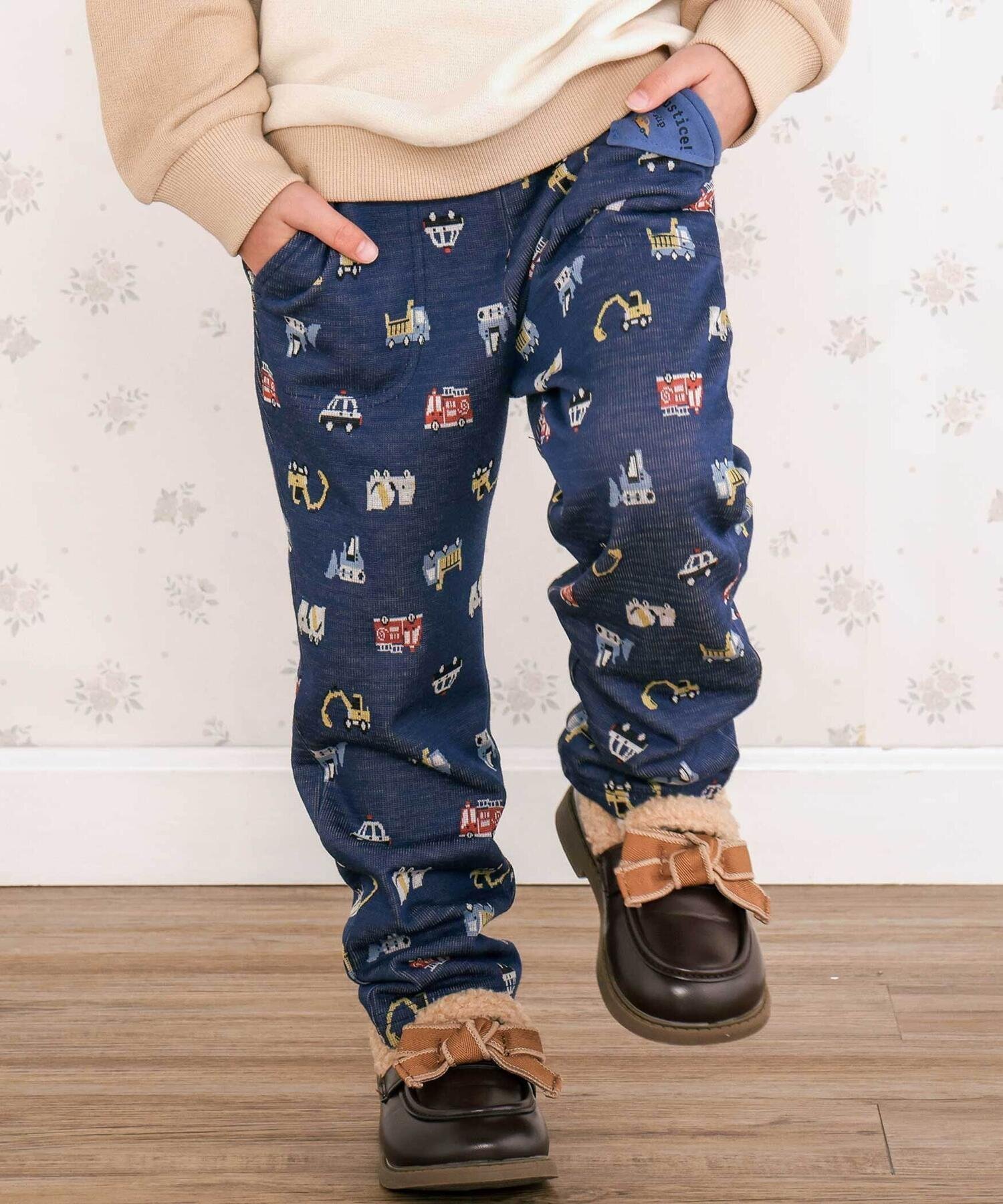 【ベベ オンライン ストア/BEBE ONLINE STORE / KIDS】の【お揃い】チェックくるま総柄ロングパンツ(80~130cm) インテリア・キッズ・メンズ・レディースファッション・服の通販 founy(ファニー) 　ファッション　Fashion　キッズファッション　Fashion for Kids　ボトムス　Bottoms　秋　Autumn　カラフル　Colorful Design　コレクション　Collection, Seasonal Line　シンプル　Simple, Minimal　チェック　Check, Plaid, Tartan　ツイル　Twist, Twisted Detail　フレンチ　French, French Style　ボトム　Bottoms, Lower Wear　ポケット　Pocket, Pocket Detail　ミックス　Mix, Mixed Style　モチーフ　Motif, Design Theme　ロング　Long, Long-Length　A/W・秋冬　Autumn/Winter　おすすめ　Recommended / Our Picks　エレガント 上品　Elegant　2025年　2025　2025-2026秋冬・A/W　Autumn/Winter 2025–26 AW25–26　ネイビー系|ID: prp329100004824965 ipo3291000000035094556