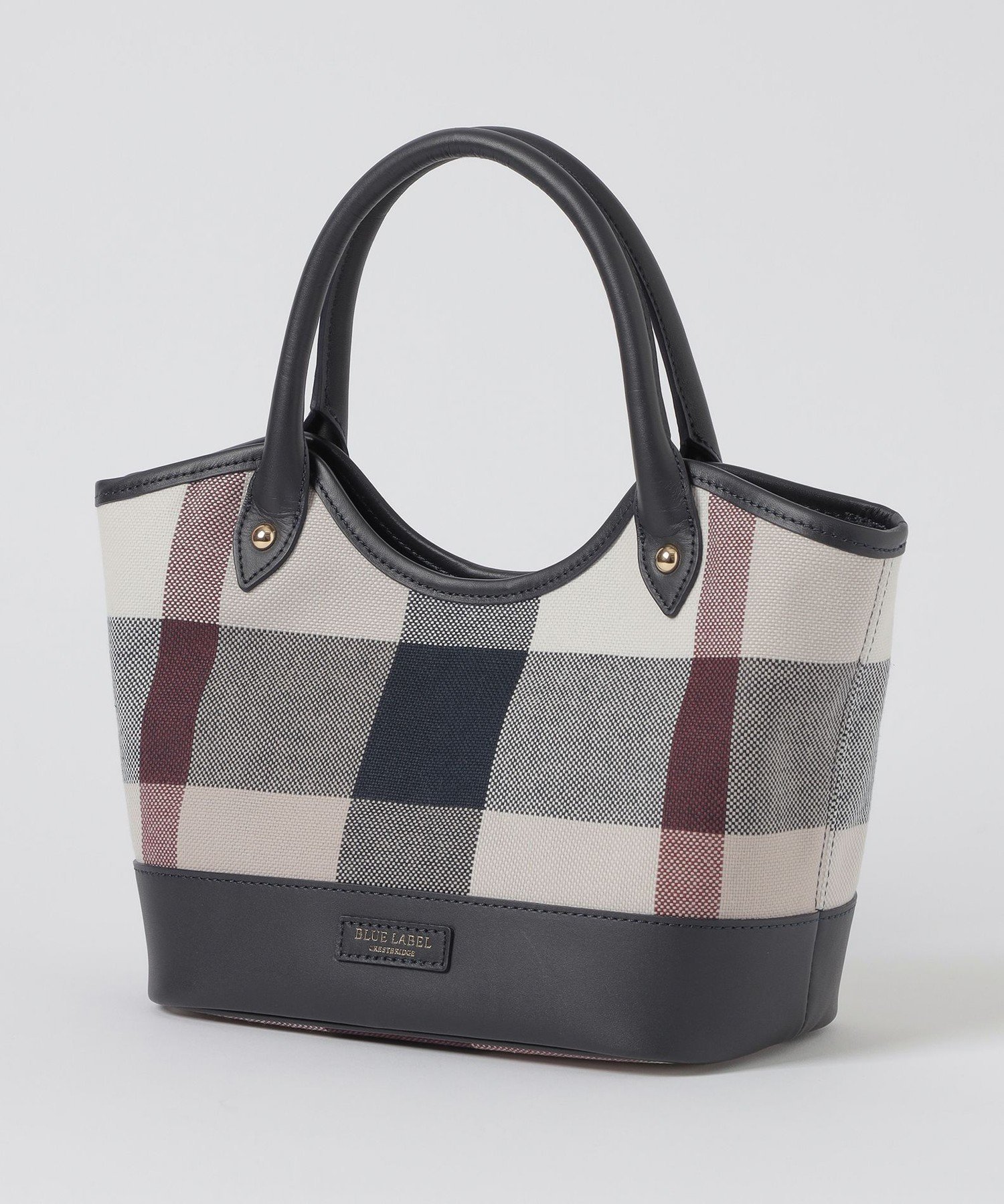 【ブルーレーベル クレストブリッジ/BLUE LABEL CRESTBRIDGE】のクレストブリッジチェックキャンバスレザー切替ミニトート インテリア・キッズ・メンズ・レディースファッション・服の通販 founy(ファニー) 　ファッション　Fashion　レディースファッション　Fashion for Women　バッグ　Bags　パイピング　Piping, Trim Design　切替　Switching, Contrast Panel　ベージュB|ID: prp329100004824969 ipo3291000000035094591