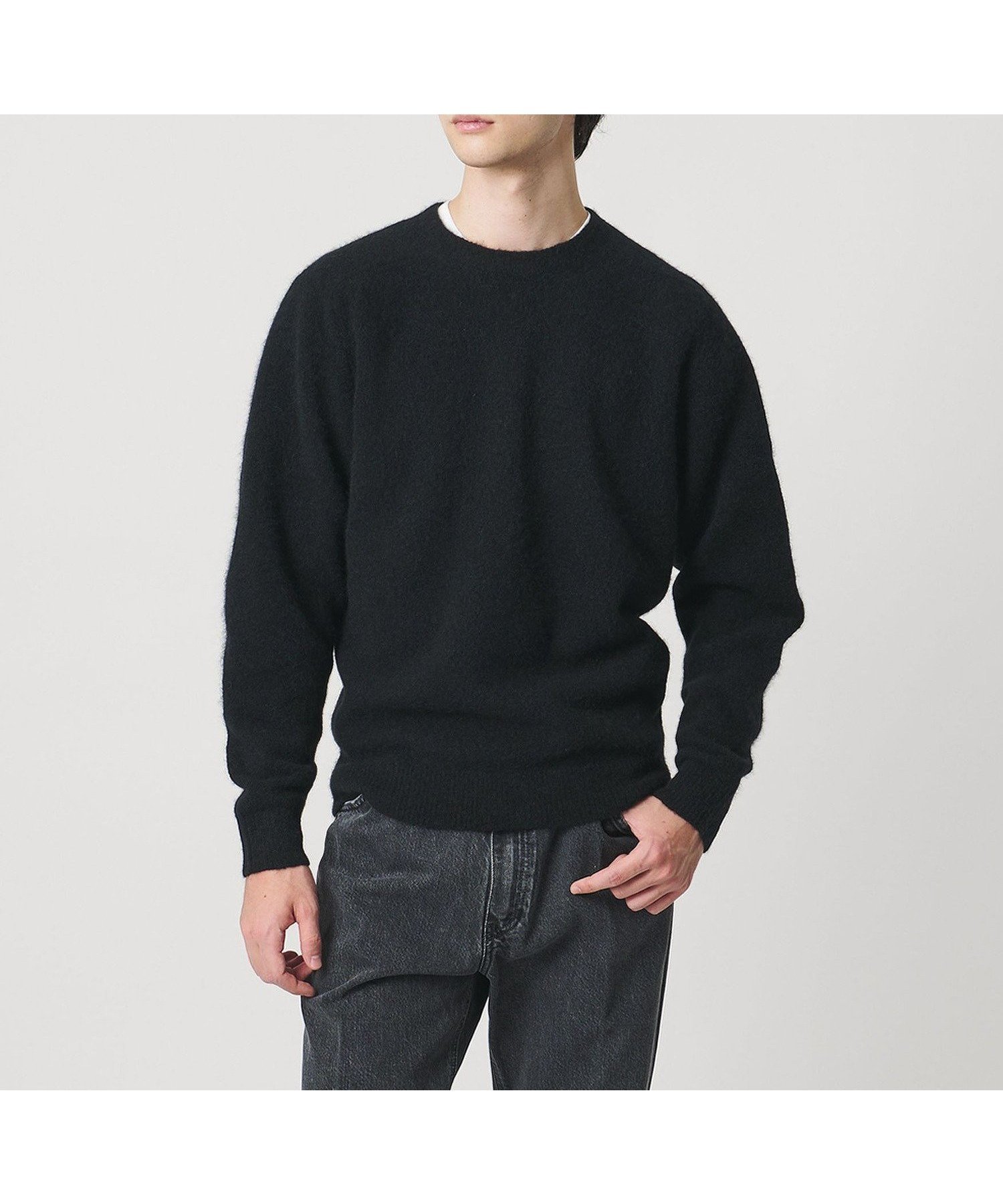 【ユナイテッドアローズ/UNITED ARROWS / MEN】のヤク ヘアリー クルーネックニット インテリア・キッズ・メンズ・レディースファッション・服の通販 founy(ファニー) 　ファッション　Fashion　メンズファッション　Fashion for Men　イタリア　Italy　インナー　Innerwear　クラシック　Classic, Timeless Style　ショルダー　Shoulder, Shoulder Strap　スウェット / スエット　Sweatshirt, Sweatwear　ベーシック　Basic, Essential　BLACK|ID: prp329100004825015 ipo3291000000035095067