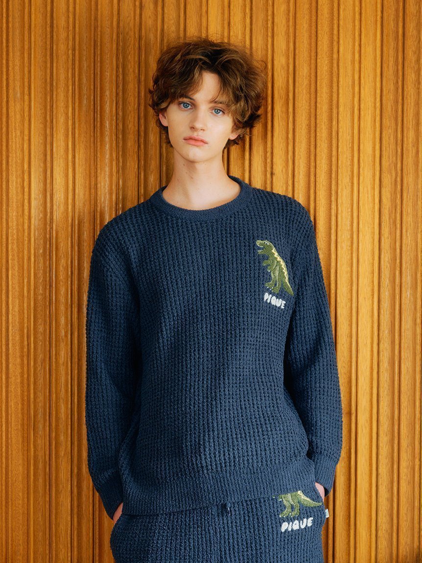 【ジェラート ピケ/gelato pique】の【HOMME】ワッフルダイナソープルオーバー インテリア・キッズ・メンズ・レディースファッション・服の通販 founy(ファニー) 　ファッション　Fashion　レディースファッション　Fashion for Women　トップス・カットソー　Cut & Sew Tops　カジュアルプルオーバー・ニットトップス　Pullovers & Knit Tops / Casual Pullovers　おすすめ　Recommended / Our Picks　スマート　Smart, Elegant　ハーフ　Half, Half-Length　ワッフル　Waffle, Waffle Knit　NVY[089]|ID: prp329100004825030 ipo3291000000035095177