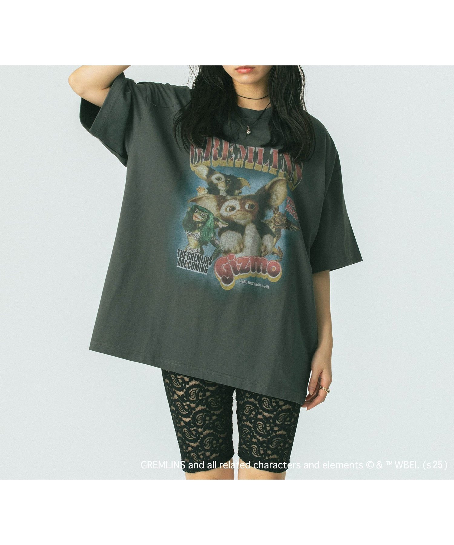 【ローズバッド/ROSE BUD】の【WEB・一部店舗限定/ROSE BUD LIMITED】GREMLINS BIG TEE インテリア・キッズ・メンズ・レディースファッション・服の通販 founy(ファニー) 　ファッション　Fashion　レディースファッション　Fashion for Women　おすすめ　Recommended / Our Picks　ショート　Short, Short Length　デニム　Denim, Jeans Material　ビッグ　Big, Oversized　プリント　Print, Printed Pattern　ワンポイント　One Point, Statement Accent　GREY|ID: prp329100004825047 ipo3291000000035095352
