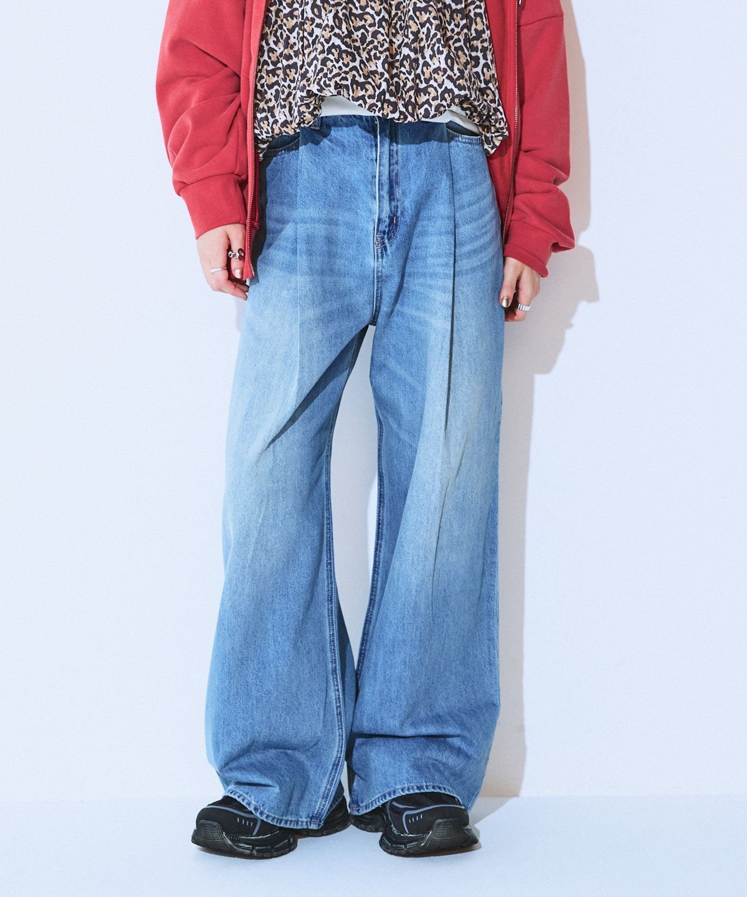 【ジーナシス/JEANASiS】のカラータックデニムワイドパンツ インテリア・キッズ・メンズ・レディースファッション・服の通販 founy(ファニー) 　ファッション　Fashion　レディースファッション　Fashion for Women　パンツ　Pants & Trousers　ヴィンテージ　Vintage Style　カットソー　Cut and Sewn Top　ジャケット　Jacket, Outerwear　スウェット / スエット　Sweatshirt, Sweatwear　デニム　Denim, Jeans Material　ブリーチ　Bleach, Washed Finish　おすすめ　Recommended / Our Picks　ブルー系その他|ID: prp329100004825112 ipo3291000000035095855