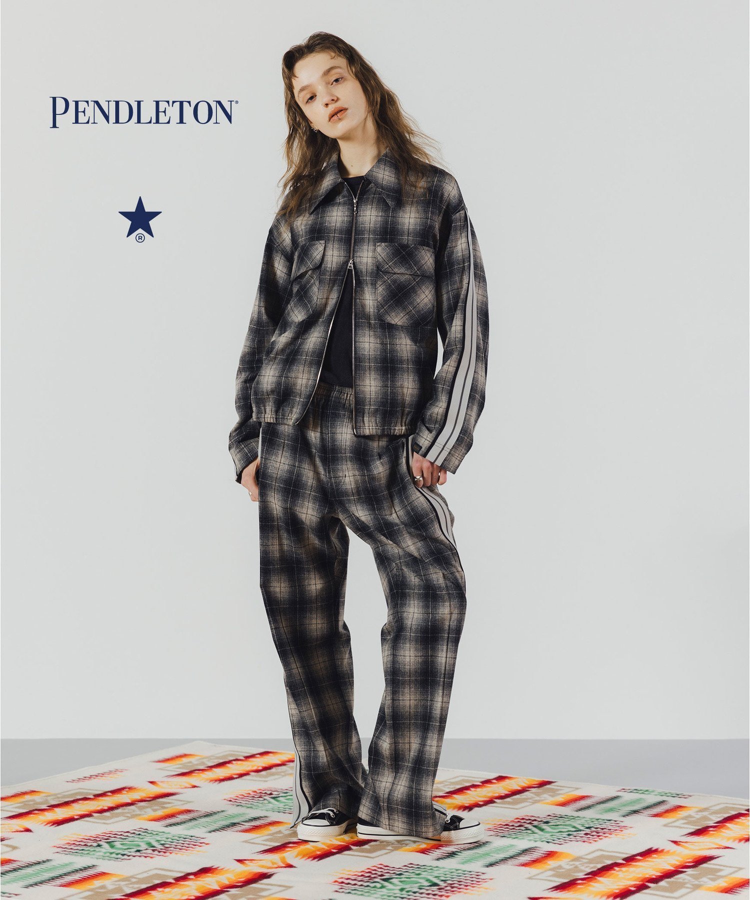 【コンバーストウキョウ/CONVERSE TOKYO】の【PENDLETON】SIDE LINE CHECKED JACKET (SET-UP) 人気、トレンドファッション・服の通販 founy(ファニー) 　ファッション　Fashion　レディースファッション　Fashion for Women　アウター　Coat / Outerwear Collection　レディースジャケット・軽アウター　Jackets　インナー　Innerwear　クラシック　Classic, Timeless Style　コレクション　Collection, Seasonal Line　シューズ　Shoes, Footwear　ジップ　Zip, Zipper　ジャケット　Jacket, Outerwear　スニーカー　Sneakers, Trainers　スポーティ　Sporty, Casual Athletic　スラックス　Slacks, Dress Pants　セットアップ　Set-Up, Coordinated Outfit　チェック　Check, Plaid, Tartan　デニム　Denim, Jeans Material　フラップ　Flap, Flap Pocket　フロント　Front, Front Design　ポケット　Pocket, Pocket Detail　ミリタリー　Military, Army Style　おすすめ　Recommended / Our Picks　 other-1|ID: prp329100004825181 ipo3291000000035096360