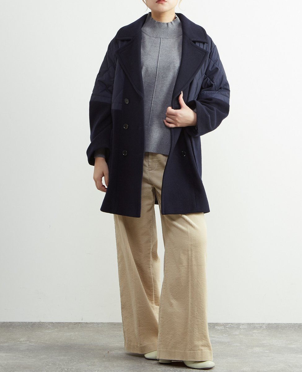 【ソフィット/Soffitto】のキルトドッキングコート インテリア・キッズ・メンズ・レディースファッション・服の通販 founy(ファニー) 　ファッション　Fashion　レディースファッション　Fashion for Women　アウター　Coat / Outerwear Collection　コート・ロングコート・ピーコート　Long Coats, Peacoats & More　キルト　Quilt, Quilted Fabric　シンプル　Simple, Minimal　タフタ　Taffeta, Structured Fabric　ドッキング　Docking, Mixed Material　冬　Winter / This Winter　ネイビー|ID: prp329100004825261 ipo3291000000035097298