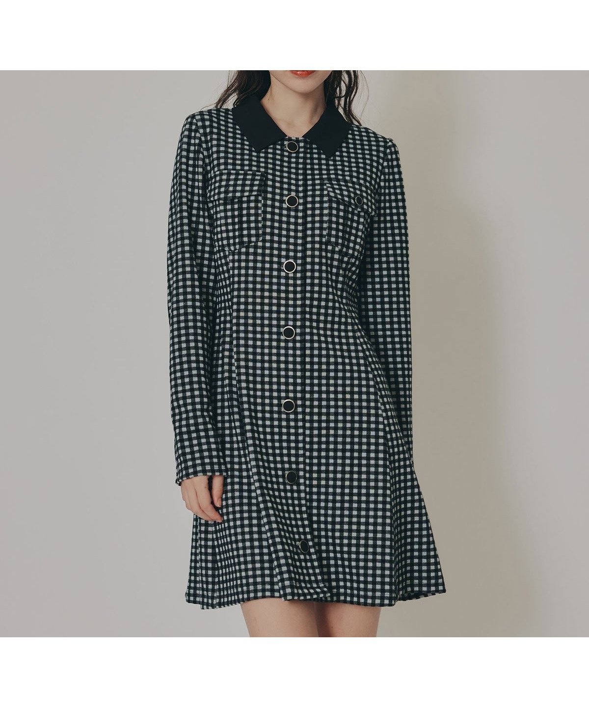 【レディアゼル/REDYAZEL】のチェックバイカラーカットミニワンピース インテリア・キッズ・メンズ・レディースファッション・服の通販 founy(ファニー) 　ファッション　Fashion　レディースファッション　Fashion for Women　ワンピース　Dresses　カットソー　Cut and Sewn Top　クラシカル　Classical, Vintage-Inspired　シンプル　Simple, Minimal　タイツ　Tights, Legwear　チェック　Check, Plaid, Tartan　トレンド　Trend, Trending Now　フラップ　Flap, Flap Pocket　フロント　Front, Front Design　ポケット　Pocket, Pocket Detail　ロング　Long, Long-Length　A/W・秋冬　Autumn/Winter　黒系チェック|ID: prp329100004825263 ipo3291000000035097319