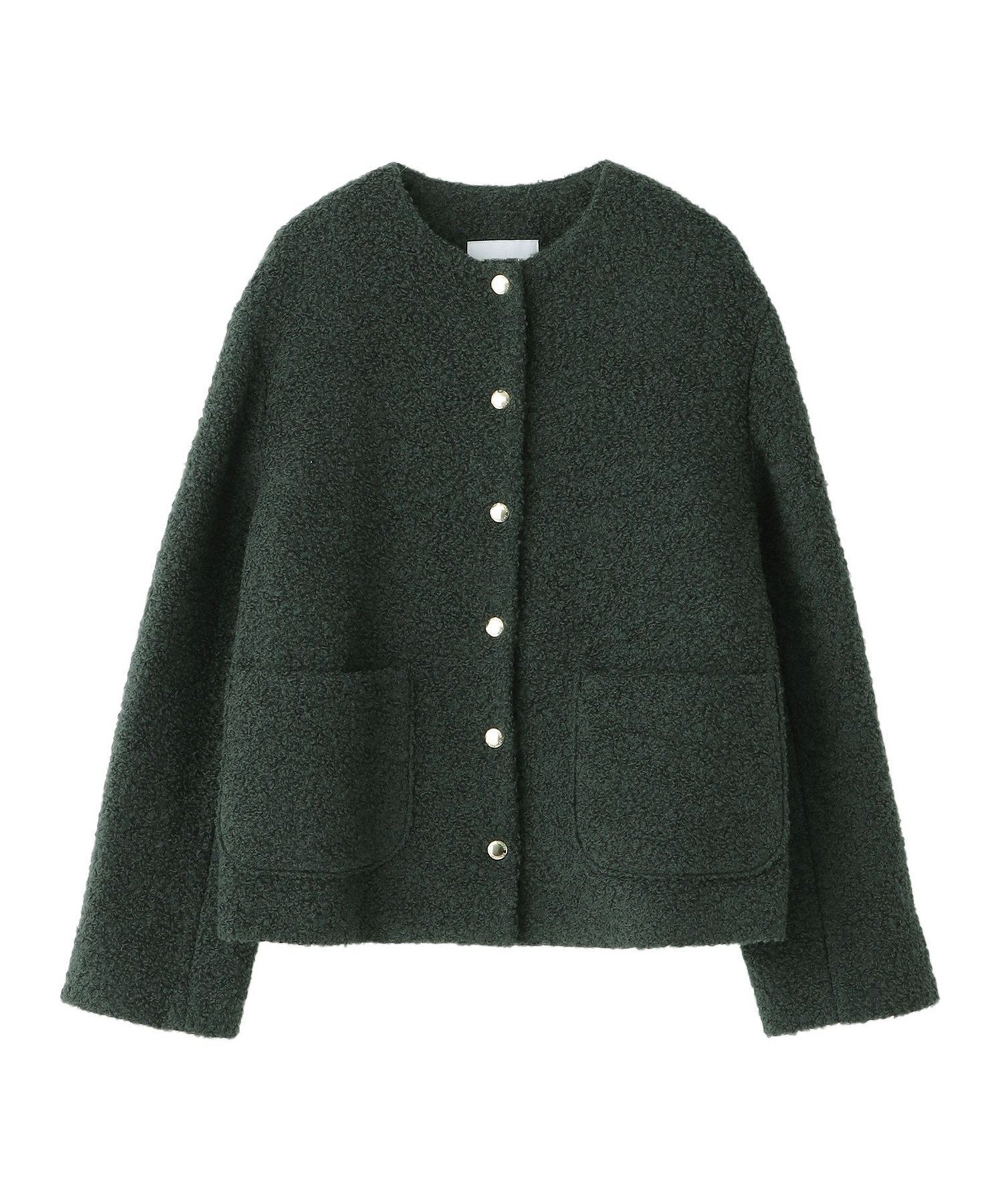 【マッキントッシュ フィロソフィー/MACKINTOSH PHILOSOPHY】の【HESSLE(ヘスル)】ノーカラーショートコート インテリア・キッズ・メンズ・レディースファッション・服の通販 founy(ファニー) 　ファッション　Fashion　レディースファッション　Fashion for Women　アウター　Coat / Outerwear Collection　コート・ロングコート・ピーコート　Long Coats, Peacoats & More　おすすめ　Recommended / Our Picks　カーディガン　Cardigan, Knitwear　コンパクト　Compact, Small Size　ファブリック　Fabric, Textile　冬　Winter / This Winter　秋　Autumn　グリーン|ID: prp329100004825264 ipo3291000000035097341