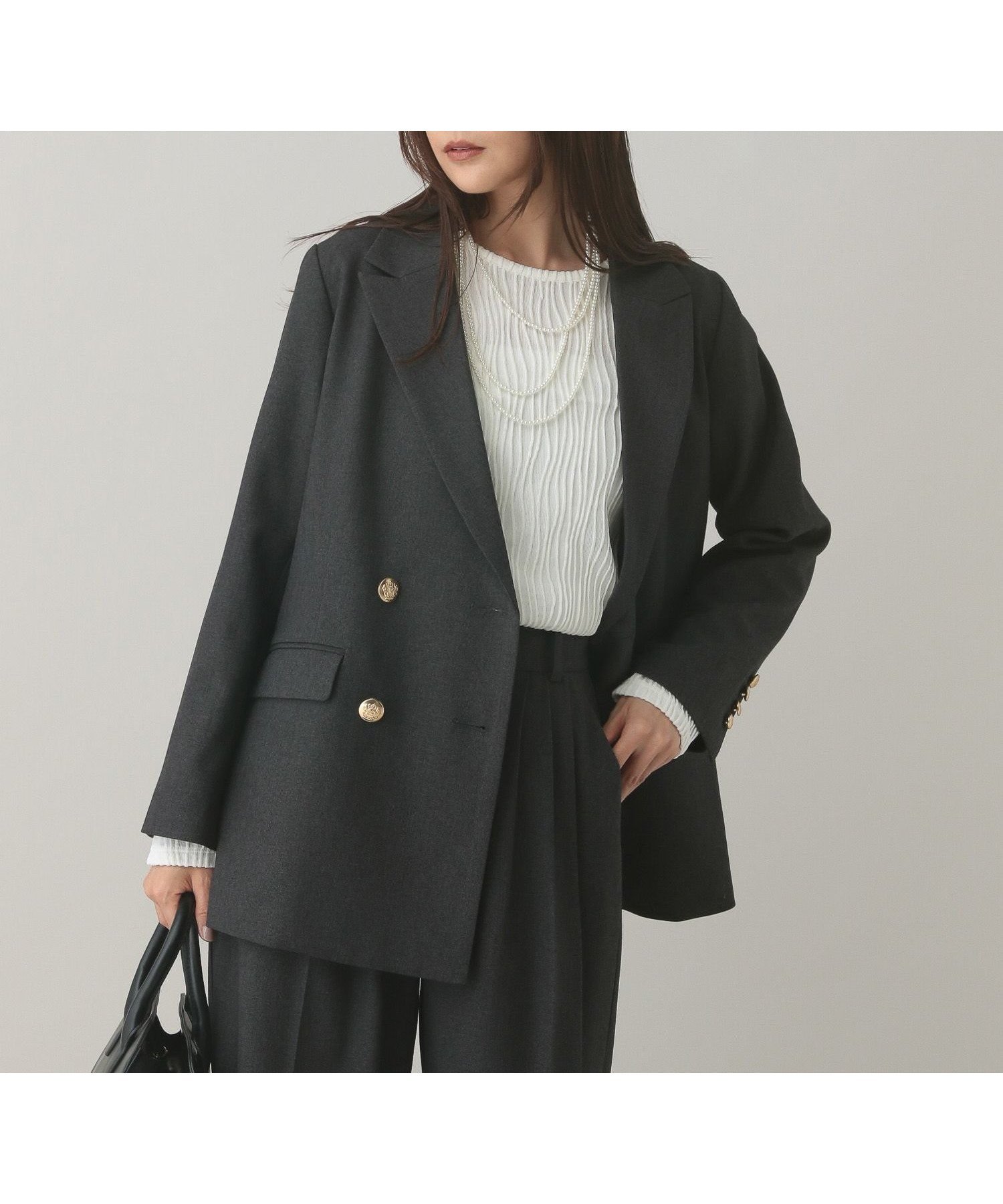 【グローバルワーク/GLOBAL WORK】のMATINEE LINE/ウールライク/ダブルジャケット/601500 人気、トレンドファッション・服の通販 founy(ファニー) 　ファッション　Fashion　レディースファッション　Fashion for Women　アウター　Coat / Outerwear Collection　レディースジャケット・軽アウター　Jackets　おすすめ　Recommended / Our Picks　なめらか　Smooth, Silky Texture　ジャケット　Jacket, Outerwear　ストレッチ　Stretch, Stretchy Fabric　セットアップ　Set-Up, Coordinated Outfit　ダブル　Double, Double-Breasted　プリーツ　Pleats, Pleated　ワイド　Wide, Wide Fit　 other-1|ID: prp329100004825285 ipo3291000000035097549