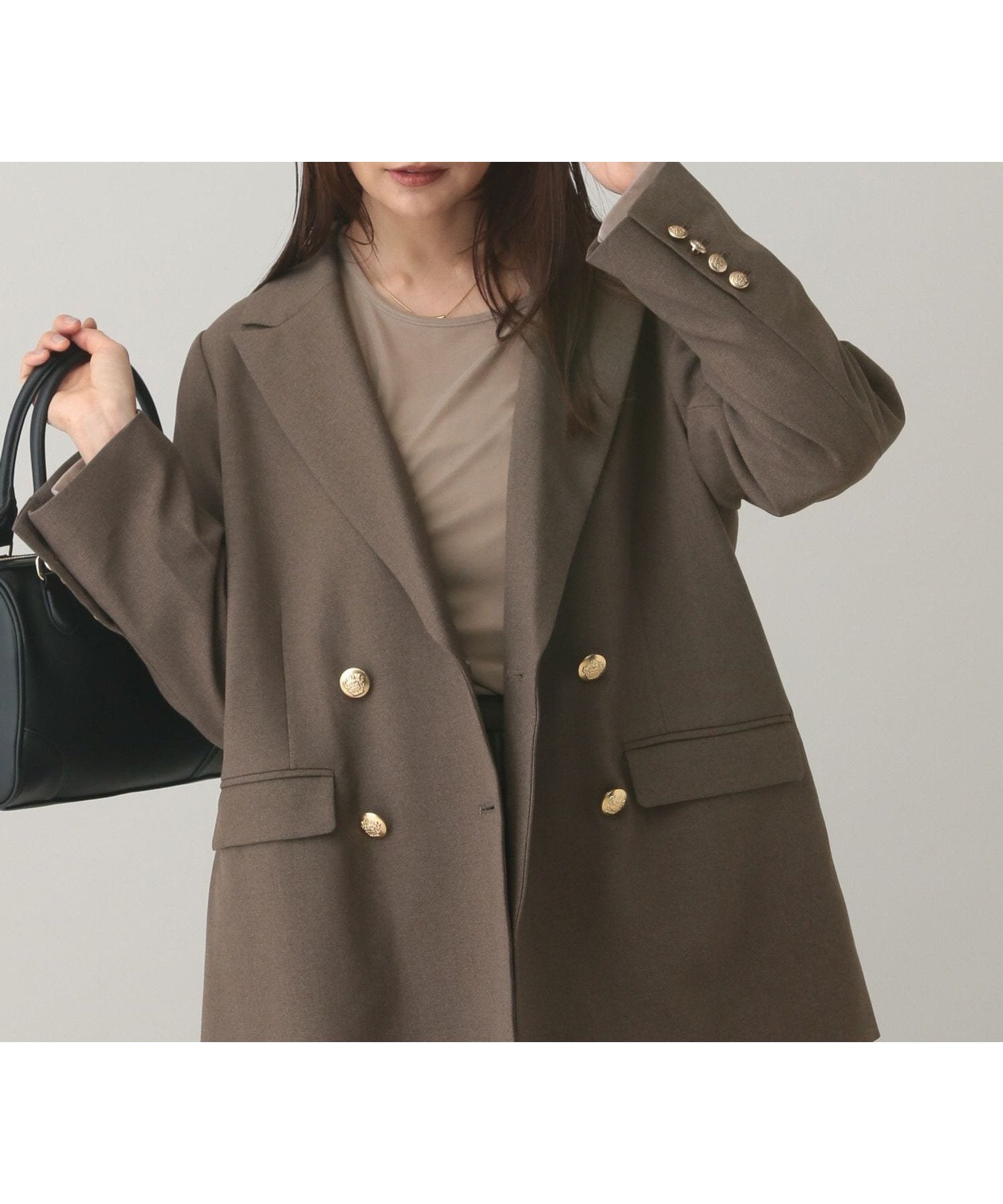 【グローバルワーク/GLOBAL WORK】のMATINEE LINE/ウールライク/ダブルジャケット/601500 インテリア・キッズ・メンズ・レディースファッション・服の通販 founy(ファニー) 　ファッション　Fashion　レディースファッション　Fashion for Women　アウター　Coat / Outerwear Collection　レディースジャケット・軽アウター　Jackets　おすすめ　Recommended / Our Picks　なめらか　Smooth, Silky Texture　ジャケット　Jacket, Outerwear　ストレッチ　Stretch, Stretchy Fabric　セットアップ　Set-Up, Coordinated Outfit　ダブル　Double, Double-Breasted　プリーツ　Pleats, Pleated　ワイド　Wide, Wide Fit　杢モカ53|ID: prp329100004825285 ipo3291000000035097552