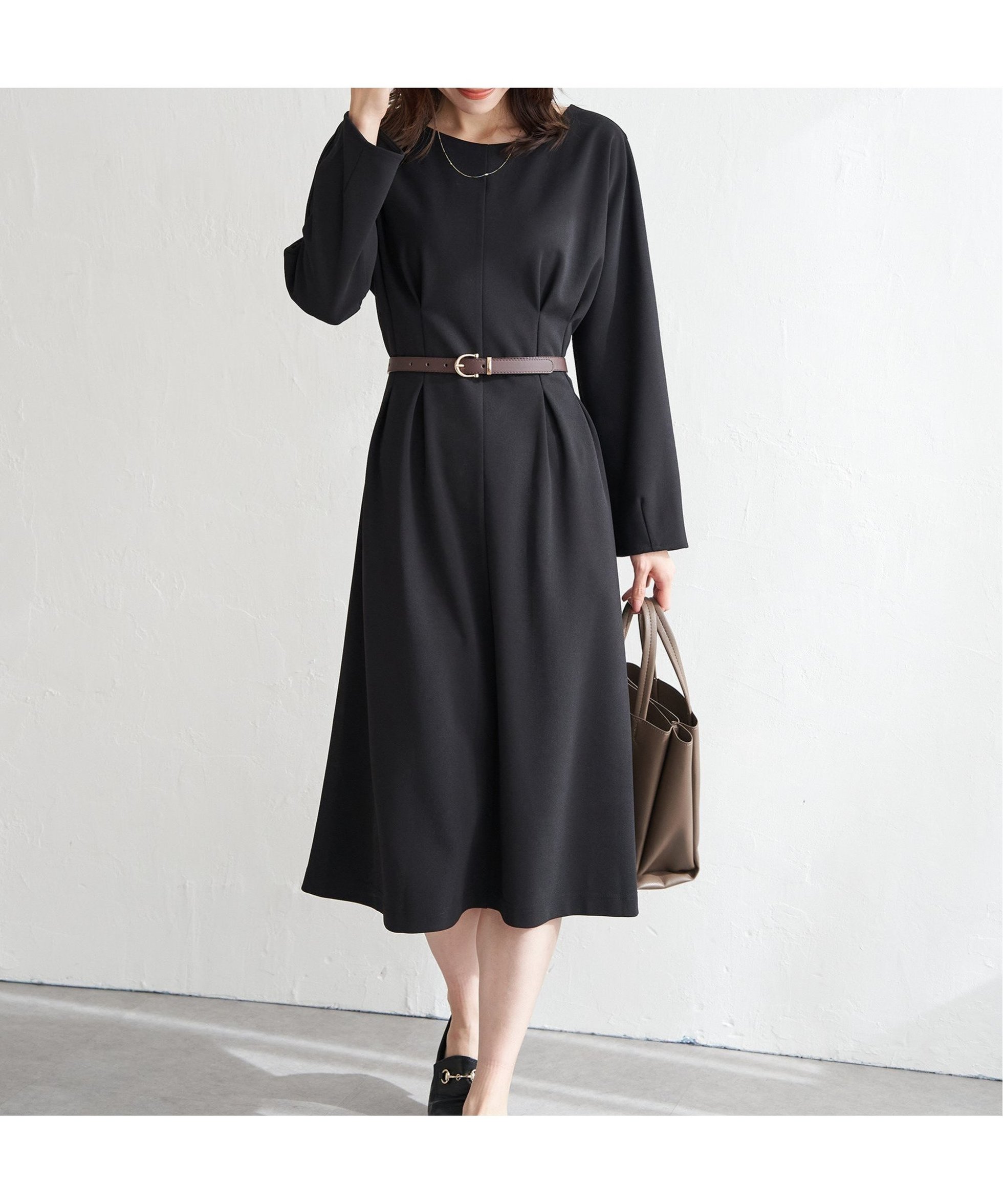 【イッカ/ikka】のカットジョーゼットタックワンピース インテリア・キッズ・メンズ・レディースファッション・服の通販 founy(ファニー) 　ファッション　Fashion　レディースファッション　Fashion for Women　ワンピース　Dresses　カットソー　Cut and Sewn Top　ジョーゼット　Georgette, Semi-Sheer Fabric　ストレッチ　Stretch, Stretchy Fabric　セレモニー　Ceremony　エレガント 上品　Elegant　ビジネス 仕事 通勤　Business / Work / Commuting　ブラック|ID: prp329100004825298 ipo3291000000035097701