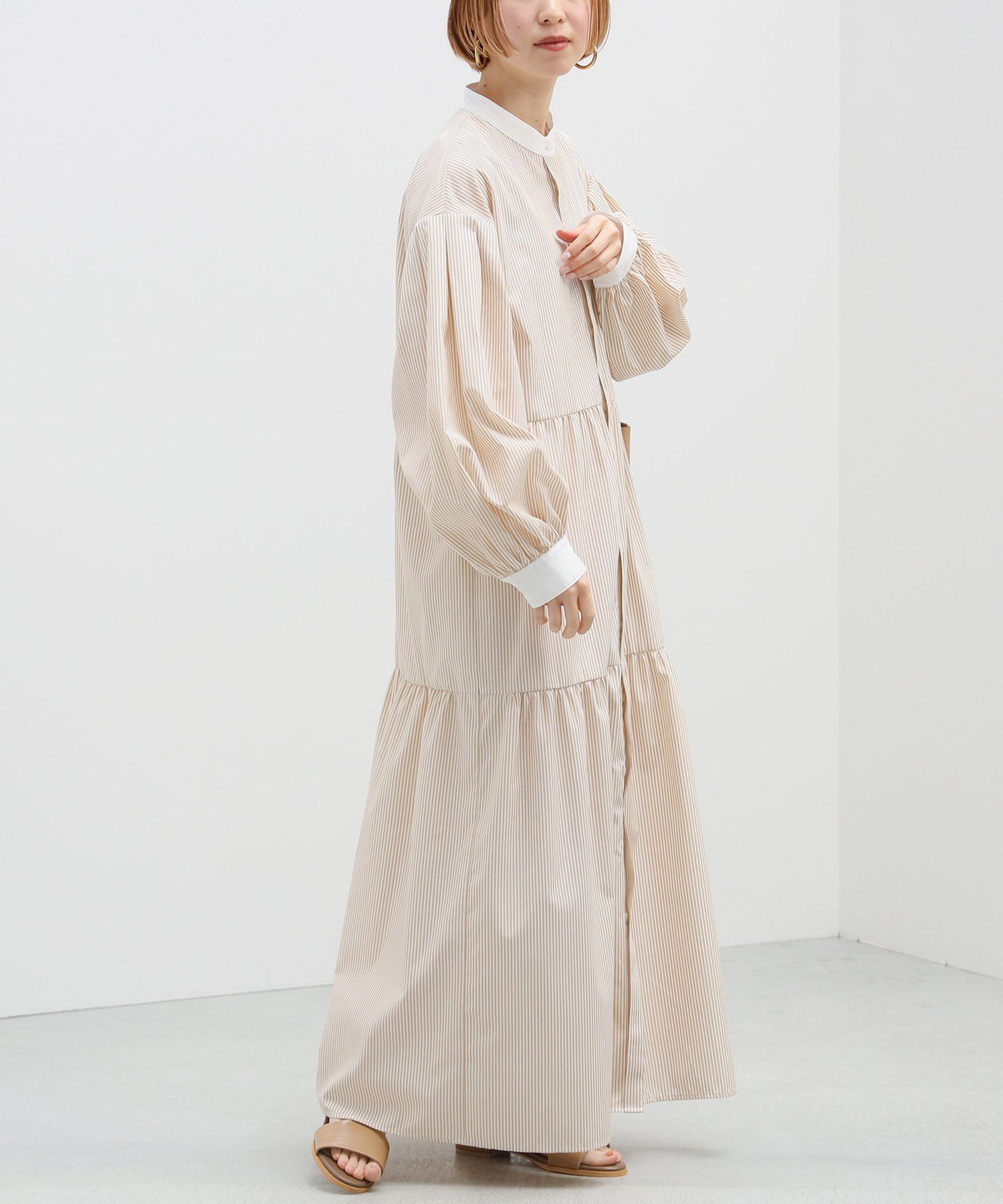 【ビームス ウイメン/BEAMS】のストライプ ティアード シャツワンピース インテリア・キッズ・メンズ・レディースファッション・服の通販 founy(ファニー) 　ファッション　Fashion　レディースファッション　Fashion for Women　ワンピース　Dresses　シャツワンピース / 1枚で着映えコーデ　Shirt Dresses　ウェーブ　Wavy Pattern　サンダル　Sandals, Summer Shoes　ストライプ　Stripe, Striped Pattern　ティアード　Tiered, Tiered Style　フェミニン　Feminine, Girly　ポケット　Pocket, Pocket Detail　羽織　Haori, Light Jacket　おすすめ　Recommended / Our Picks　エレガント 上品　Elegant　CAMEL|ID: prp329100004825301 ipo3291000000035097730