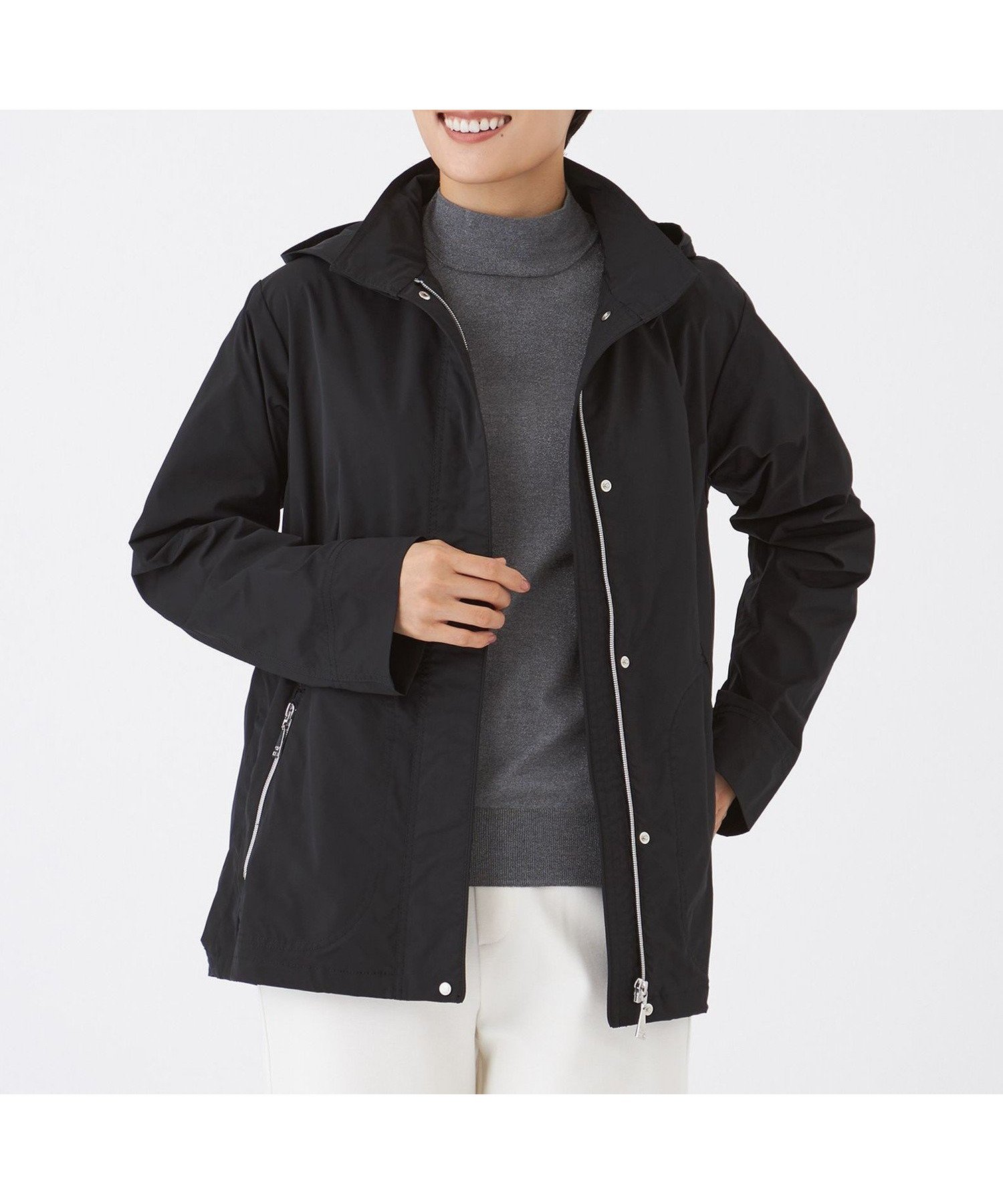 【エヴェックス バイ クリツィア/EVEX by KRIZIA】の【カタログ掲載】【はっ水・マシンウォッシャブル】グレイスメモリーフーデッドブルゾン インテリア・キッズ・メンズ・レディースファッション・服の通販 founy(ファニー) 　ファッション　Fashion　レディースファッション　Fashion for Women　アウター　Coat / Outerwear Collection　ブルゾンジャケット・スポーティアウター　Blouson Jackets　スタンド　Stand Collar, Upright Stand　スリット　Slit, Slit Detail　タフタ　Taffeta, Structured Fabric　ドット　Polka Dot, Dot Pattern　ポケット　Pocket, Pocket Detail　エレガント 上品　Elegant　A/W・秋冬　Autumn/Winter　ブラック|ID: prp329100004825304 ipo3291000000035097826