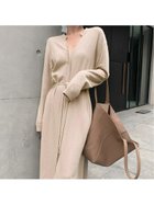 【ミニミニストア/miniministore】のキーネック ニットワンピース ベージュ|ID: prp329100004825329 ipo3291000000035098180