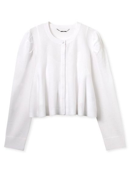 【セルフォード/CELFORD】のペプラムシアーニットカーディガン インテリア・キッズ・メンズ・レディースファッション・服の通販 founy(ファニー) 　ファッション　Fashion　レディースファッション　Fashion for Women　トップス・カットソー　Cut & Sew Tops　ニット　Knit Tops & Sweaters　カーディガン・羽織り　Layered Style Cardigans　インナー　Innerwear　インナーキャミ　Inner Camisole　キャミソール　Camisole, Spaghetti Strap Top　クロップド　Cropped, Short Length　コンパクト　Compact, Small Size　スマート　Smart, Elegant　フォルム　Silhouette, Form　フレア　Flare, Flared　OWHT[002]|ID: prp329100004825337 ipo3291000000035098254