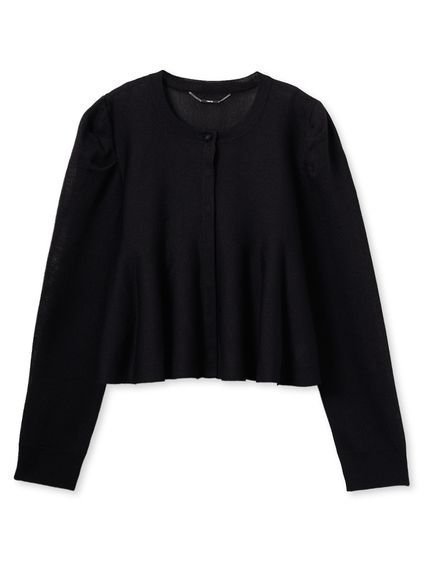 【セルフォード/CELFORD】のペプラムシアーニットカーディガン インテリア・キッズ・メンズ・レディースファッション・服の通販 founy(ファニー) 　ファッション　Fashion　レディースファッション　Fashion for Women　トップス・カットソー　Cut & Sew Tops　ニット　Knit Tops & Sweaters　カーディガン・羽織り　Layered Style Cardigans　インナー　Innerwear　インナーキャミ　Inner Camisole　キャミソール　Camisole, Spaghetti Strap Top　クロップド　Cropped, Short Length　コンパクト　Compact, Small Size　スマート　Smart, Elegant　フォルム　Silhouette, Form　フレア　Flare, Flared　BLK[009]|ID: prp329100004825337 ipo3291000000035098257