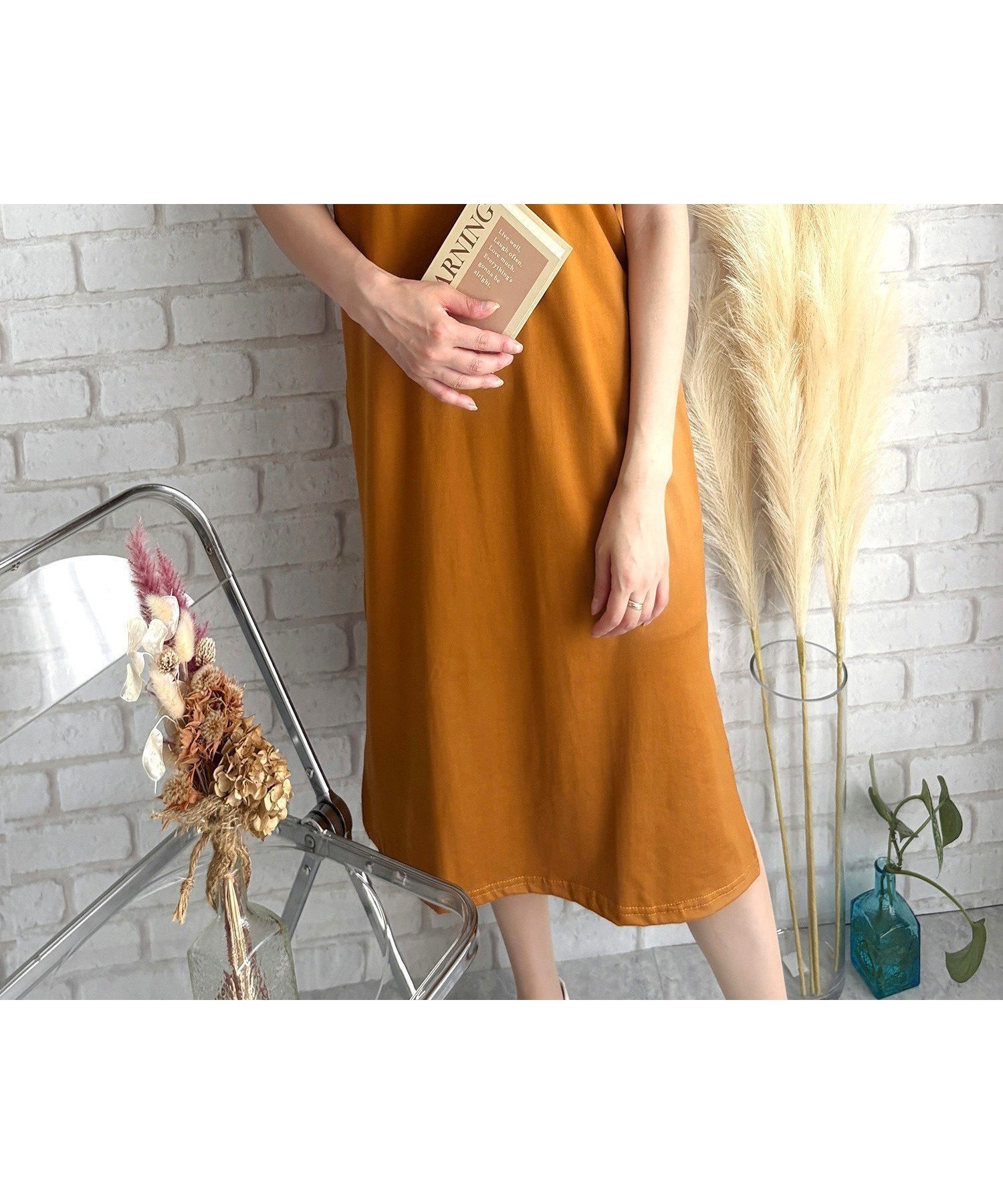 【アミュレット/Amulet】の【Amulet】半袖ロングTシャツワンピース インテリア・キッズ・メンズ・レディースファッション・服の通販 founy(ファニー) 　ファッション　Fashion　レディースファッション　Fashion for Women　ワンピース　Dresses　シャツワンピース / 1枚で着映えコーデ　Shirt Dresses　デニム　Denim, Jeans Material　ロング　Long, Long-Length　半袖　Short Sleeve, Half Sleeve　オレンジ|ID: prp329100004825354 ipo3291000000035098476