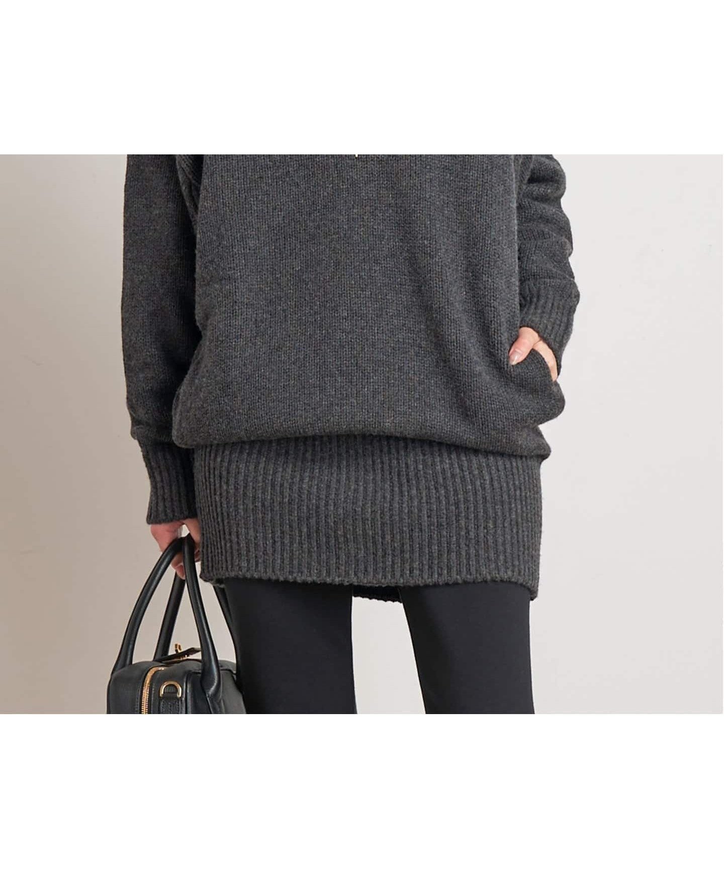 【エーピーストゥディオ/AP STUDIO】のウールカシミヤクルーネックチュニックニット インテリア・キッズ・メンズ・レディースファッション・服の通販 founy(ファニー) 　ファッション　Fashion　レディースファッション　Fashion for Women　トップス・カットソー　Cut & Sew Tops　ニット　Knit Tops & Sweaters　おすすめ　Recommended / Our Picks　ショート　Short, Short Length　スマート　Smart, Elegant　チュニック　Tunic, Long Top　バランス　Balance, Style Balance　ボトム　Bottoms, Lower Wear　ポケット　Pocket, Pocket Detail　ミドル　Middle Length, Mid Height　リラックス　Relax, Relaxed Fit　ワイド　Wide, Wide Fit　エレガント 上品　Elegant　人気　Popular, Best Seller　グレーA|ID: prp329100004825361 ipo3291000000035098551