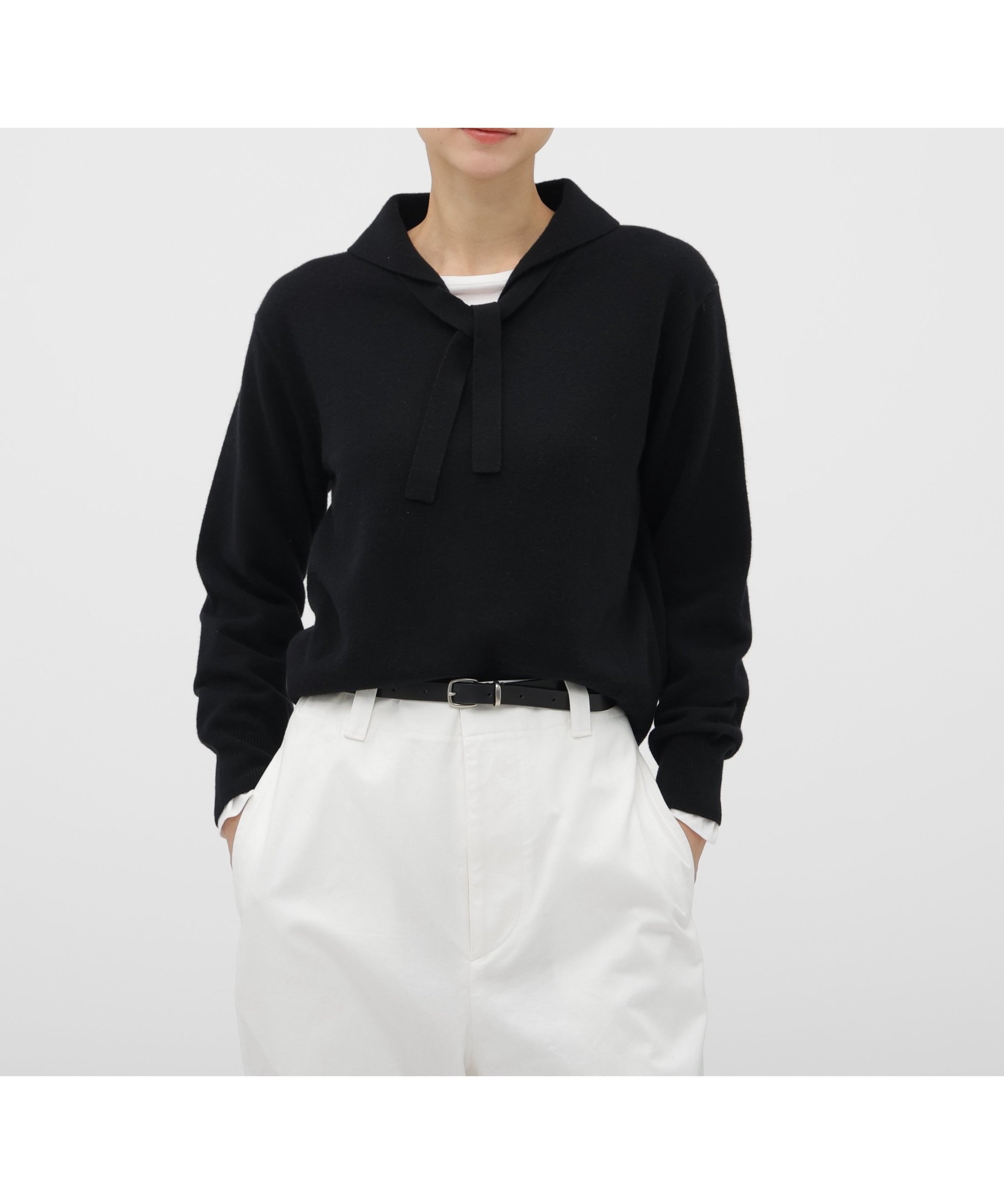 【マーガレットハウエル/MARGARET HOWELL】のFINE WOOL KNITWEAR インテリア・キッズ・メンズ・レディースファッション・服の通販 founy(ファニー) 　ファッション　Fashion　レディースファッション　Fashion for Women　トップス・カットソー　Cut & Sew Tops　ニット　Knit Tops & Sweaters　なめらか　Smooth, Silky Texture　BLACK|ID: prp329100004825365 ipo3291000000035098632