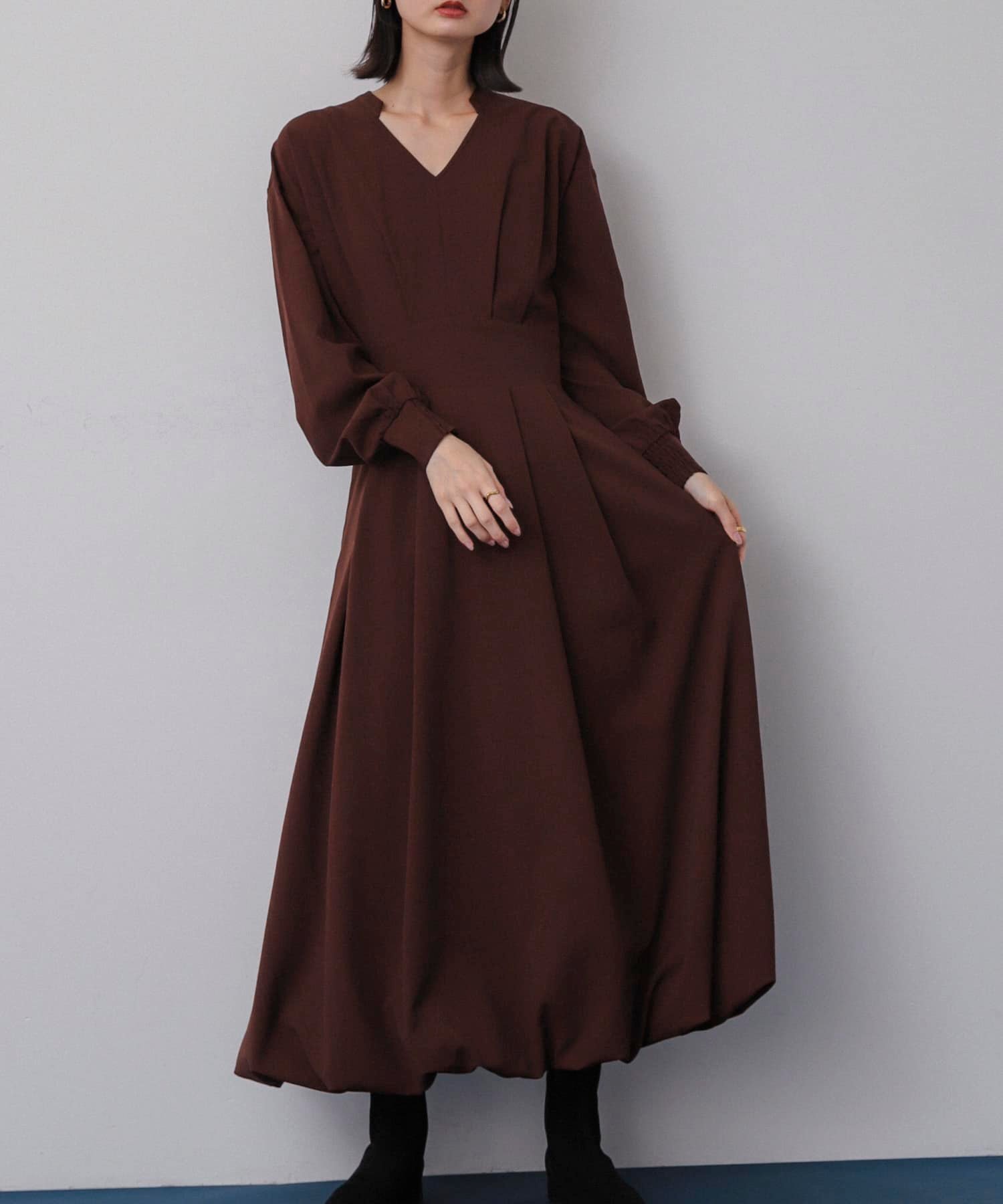 【センスオブプレイス/SENSE OF PLACE by URBAN RESEARCH】のスキッパーバルーンワンピース 人気、トレンドファッション・服の通販 founy(ファニー) 　ファッション　Fashion　レディースファッション　Fashion for Women　ワンピース　Dresses　2024年　2024　2024-2025秋冬・A/W　Autumn/Winter 2024–25 AW24–25　冬　Winter / This Winter　スキッパー　Skipper, Open Collar　フィット　Fit, Slim Fit　フレア　Flare, Flared　A/W・秋冬　Autumn/Winter　 other-1|ID: prp329100004825369 ipo3291000000035098651