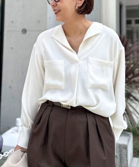 【ノーリーズ/NOLLEY'S】のウォッシャブルバックサテンジョーゼットオープンカラーブラウス 人気、トレンドファッション・服の通販 founy(ファニー) ファッション Fashion レディースファッション Fashion for Women トップス・カットソー Cut & Sew Tops シャツ・ブラウス・オフィスカジュアル Elegant Blouses & Button-Ups バッグ Bags 2025年 2025 2025-2026秋冬・A/W Autumn/Winter 2025–26 AW25–26 おすすめ Recommended / Our Picks サテン Satin, Glossy Fabric スリット Slit, Slit Detail |ID:prp329100004825371