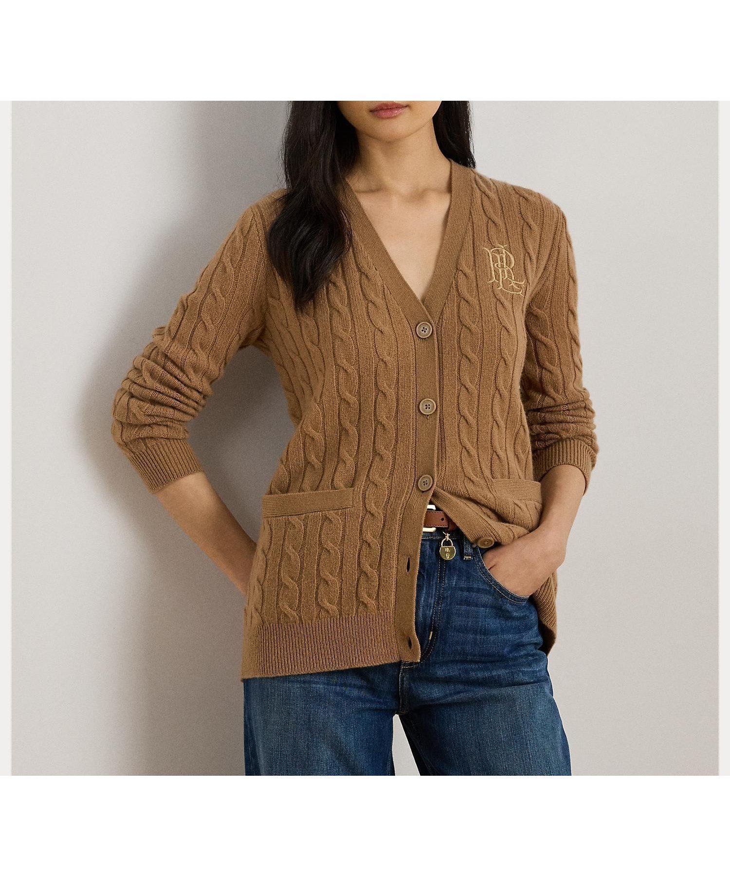 【ラルフローレン/RALPH LAUREN】のケーブルニット ウールカシミヤ カーディガン インテリア・キッズ・メンズ・レディースファッション・服の通販 founy(ファニー) 　ファッション　Fashion　レディースファッション　Fashion for Women　トップス・カットソー　Cut & Sew Tops　ニット　Knit Tops & Sweaters　カーディガン・羽織り　Layered Style Cardigans　カーディガン　Cardigan, Knitwear　クラシック　Classic, Timeless Style　テクスチャー　Texture, Textured Fabric　フィット　Fit, Slim Fit　フロント　Front, Front Design　ポケット　Pocket, Pocket Detail　リラックス　Relax, Relaxed Fit　長袖　Long Sleeve, Full Sleeve　260ブラウン|ID: prp329100004825372 ipo3291000000035098668