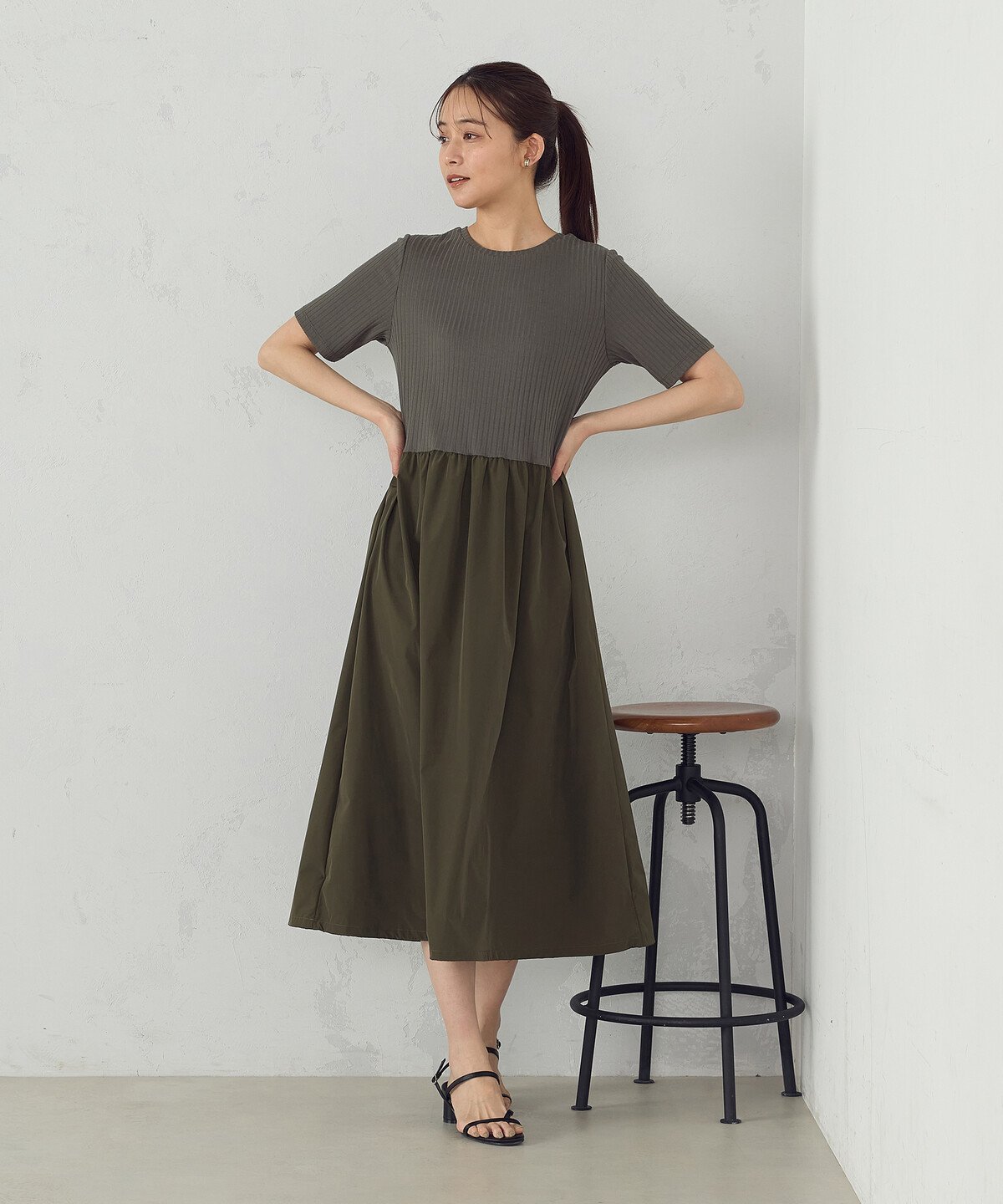 【コムサイズム/COMME CA ISM】のコンビワンピース 人気、トレンドファッション・服の通販 founy(ファニー) 　ファッション　Fashion　レディースファッション　Fashion for Women　ワンピース　Dresses　ギャザー　Gathered, Ruffled　コンパクト　Compact, Small Size　コンビ　Combo, Combination Style　タフタ　Taffeta, Structured Fabric　ドッキング　Docking, Mixed Material　ドローコード　Drawcord, Drawstring Cord　バルーン　Balloon, Balloon Silhouette　ポケット　Pocket, Pocket Detail　切替　Switching, Contrast Panel　 other-1|ID: prp329100004825378 ipo3291000000035098739