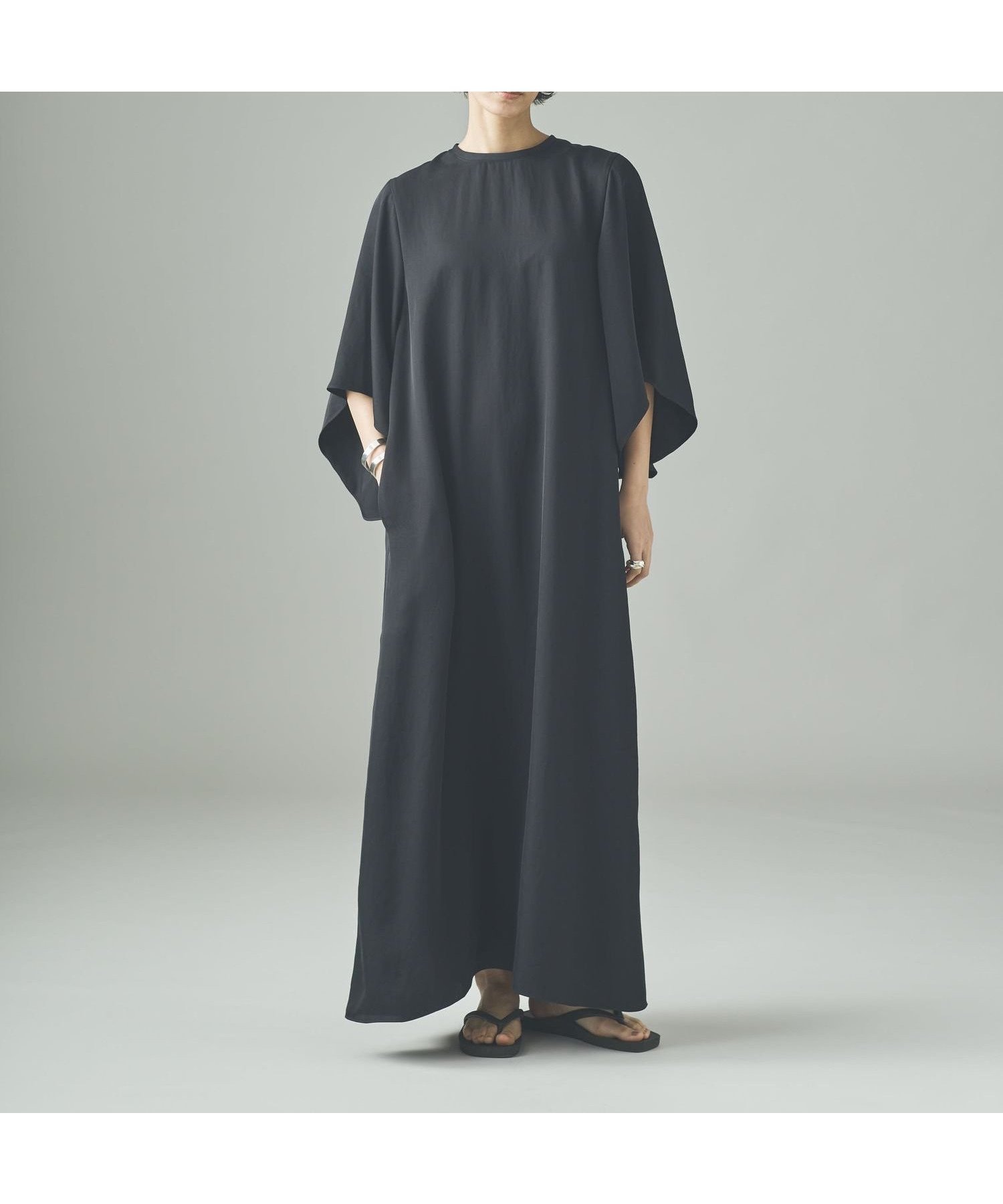 【カレンソロジー/Curensology】のアセテートティードレス インテリア・キッズ・メンズ・レディースファッション・服の通販 founy(ファニー) 　ファッション　Fashion　レディースファッション　Fashion for Women　ワンピース　Dresses　フォーマル・パーティードレス・結婚式用ドレス　Elegant & Casual Dresses　インナー　Innerwear　エレガント 上品　Elegant　シンプル　Simple, Minimal　ドレープ　Drape, Draping Fabric　長袖　Long Sleeve, Full Sleeve　半袖　Short Sleeve, Half Sleeve　日本製　Made In Japan　ブラック09|ID: prp329100004825410 ipo3291000000035099074