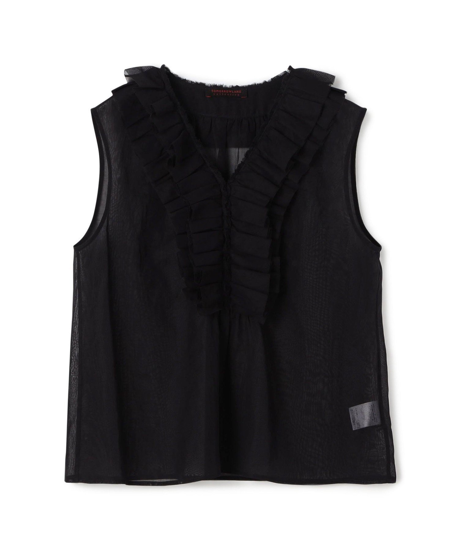 【トゥモローランド/TOMORROWLAND】のルコットンオーガンジー スリーブレスブラウス インテリア・キッズ・メンズ・レディースファッション・服の通販 founy(ファニー) 　ファッション　Fashion　レディースファッション　Fashion for Women　トップス・カットソー　Cut & Sew Tops　シャツ・ブラウス・オフィスカジュアル　Elegant Blouses & Button-Ups　インナー　Innerwear　オーガンジー　Organza Fabric　カーディガン　Cardigan, Knitwear　ギャザー　Gathered, Ruffled　ジャケット　Jacket, Outerwear　ノースリーブ　Sleeveless, No-Sleeve　フロント　Front, Front Design　エレガント 上品　Elegant　定番　Standard, Basic Item　69 ネイビー|ID: prp329100004825419 ipo3291000000035099140