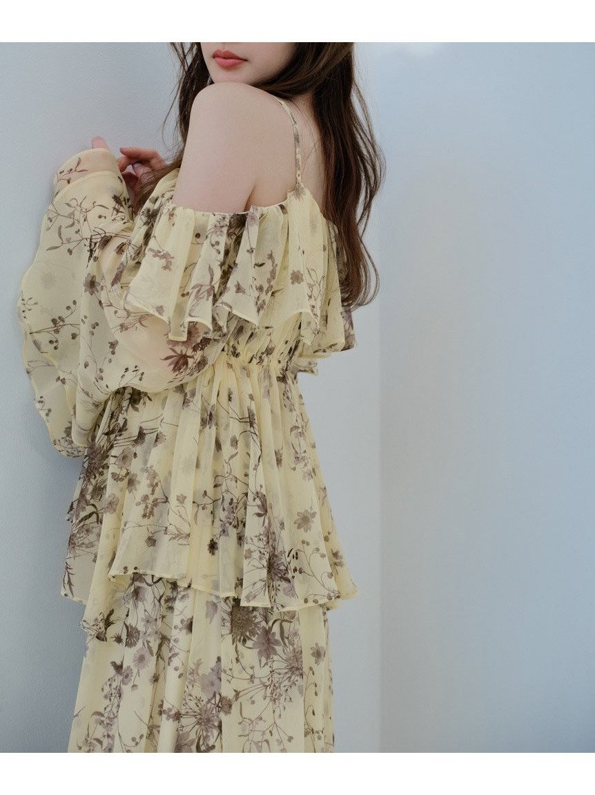 【スナイデル/SNIDEL】のオフショルフリルワンピース 人気、トレンドファッション・服の通販 founy(ファニー) 　ファッション　Fashion　レディースファッション　Fashion for Women　ワンピース　Dresses　イエロー　Yellow　ウェーブ　Wavy Pattern　カラフル　Colorful Design　シフォン　Chiffon, Lightweight Fabric　ストレート　Straight, Straight Cut　スマート　Smart, Elegant　フリル　Frill, Ruffle　プリント　Print, Printed Pattern　ミックス　Mix, Mixed Style　おすすめ　Recommended / Our Picks　 other-1|ID: prp329100004825424 ipo3291000000035099163