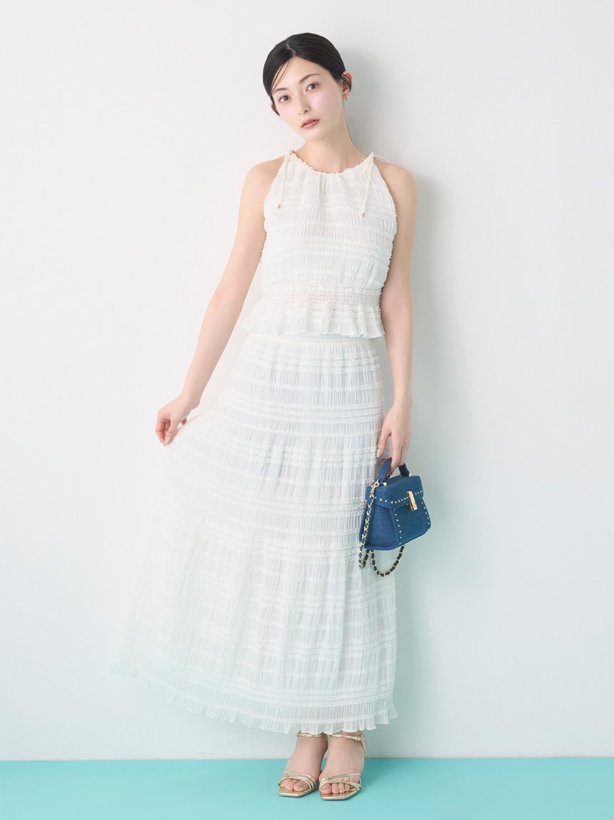 【セルフォード/CELFORD】のギャザーシフォンセットアップ 人気、トレンドファッション・服の通販 founy(ファニー) 　ファッション　Fashion　レディースファッション　Fashion for Women　セットアップ　Matching Sets　ギャザー　Gathered, Ruffled　シフォン　Chiffon, Lightweight Fabric　シャーリング　Shirring, Ruched　スマート　Smart, Elegant　セットアップ　Set-Up, Coordinated Outfit　ティアード　Tiered, Tiered Style　メタル　Metal, Metal Parts　ランダム　Random, Irregular　リゾート　Resort, Vacation Style　リボン　Ribbon, Bow　 other-1|ID: prp329100004825427 ipo3291000000035099191