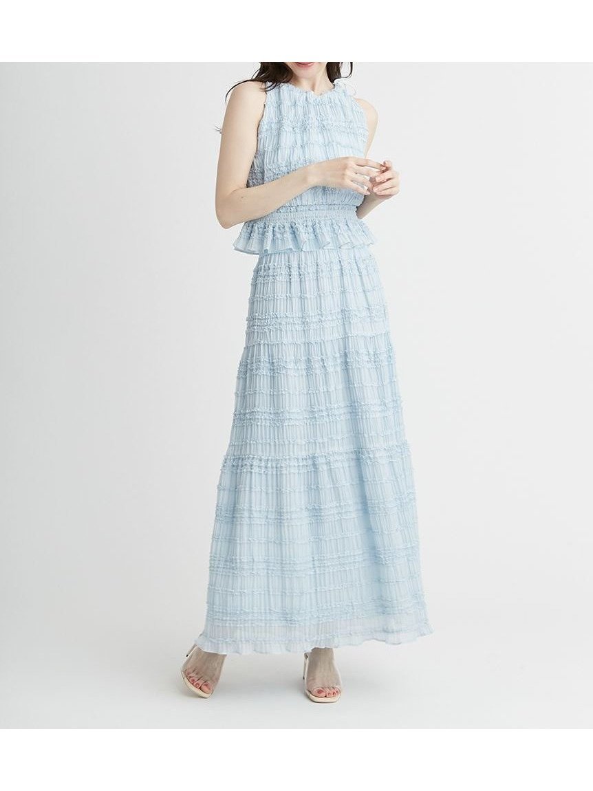 【セルフォード/CELFORD】のギャザーシフォンセットアップ インテリア・キッズ・メンズ・レディースファッション・服の通販 founy(ファニー) 　ファッション　Fashion　レディースファッション　Fashion for Women　セットアップ　Matching Sets　ギャザー　Gathered, Ruffled　シフォン　Chiffon, Lightweight Fabric　シャーリング　Shirring, Ruched　スマート　Smart, Elegant　セットアップ　Set-Up, Coordinated Outfit　ティアード　Tiered, Tiered Style　メタル　Metal, Metal Parts　ランダム　Random, Irregular　リゾート　Resort, Vacation Style　リボン　Ribbon, Bow　SAX[083]|ID: prp329100004825427 ipo3291000000035099196