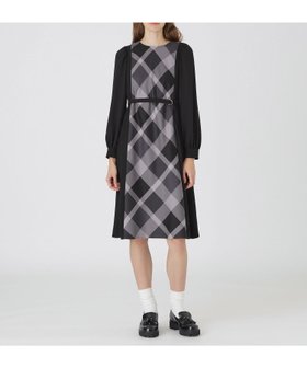 【ブルーレーベル クレストブリッジ/BLUE LABEL CRESTBRIDGE】のスムージーサテンパーシャルチェックドレス 人気、トレンドファッション・服の通販 founy(ファニー) ファッション Fashion レディースファッション Fashion for Women ワンピース Dresses フォーマル・パーティードレス・結婚式用ドレス Elegant & Casual Dresses おすすめ Recommended / Our Picks ドレス Dress, One-Piece エレガント 上品 Elegant 切替 Switching, Contrast Panel |ID:prp329100004825433
