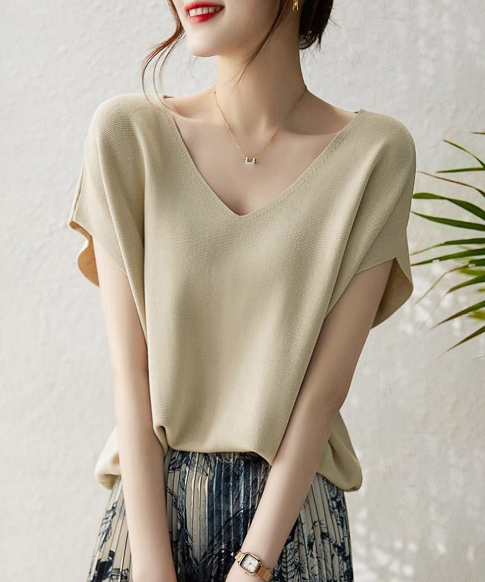 【ミニミニストア/miniministore】のニットトップス レディース 韓国春秋夏服 インテリア・キッズ・メンズ・レディースファッション・服の通販 founy(ファニー) 　ファッション　Fashion　レディースファッション　Fashion for Women　トップス・カットソー　Cut & Sew Tops　ニット　Knit Tops & Sweaters　イエロー　Yellow　サマー　Summer, Summer Style　ショルダー　Shoulder, Shoulder Strap　ドロップ　Drop Shoulder, Dropped Style　ボトム　Bottoms, Lower Wear　半袖　Short Sleeve, Half Sleeve　無地　Plain, Solid Color　ラベンダー　Lavender　夏　Summer　エレガント 上品　Elegant　ビジネス 仕事 通勤　Business / Work / Commuting　ベージュ|ID: prp329100004825458 ipo3291000000035099566