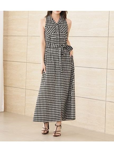 【スナイデル/SNIDEL】のサファリディテールワンピース インテリア・キッズ・メンズ・レディースファッション・服の通販 founy(ファニー) 　ファッション　Fashion　レディースファッション　Fashion for Women　ワンピース　Dresses　春　Spring　ギンガム　Gingham, Gingham Fabric　クラシック　Classic, Timeless Style　ストレート　Straight, Straight Cut　スマート　Smart, Elegant　スリット　Slit, Slit Detail　チェック　Check, Plaid, Tartan　フロント　Front, Front Design　ポケット　Pocket, Pocket Detail　モダン　Modern, Contemporary　リネン　Linen, Linen Fabric　リボン　Ribbon, Bow　S/S・春夏　SS, Spring/Summer, Warm Season　おすすめ　Recommended / Our Picks　夏　Summer　CHECK[931]|ID: prp329100004825466 ipo3291000000035099686