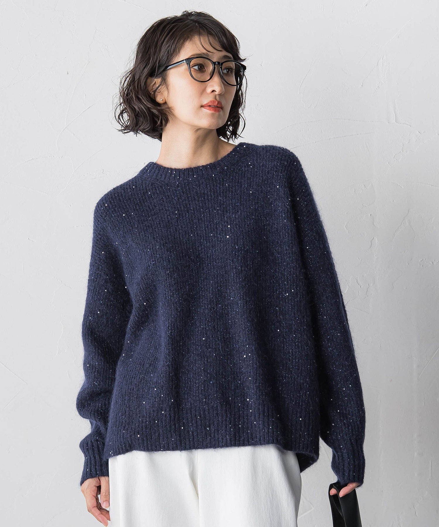 【ラ エフ/Laf…】のモヘヤスパンコールニット インテリア・キッズ・メンズ・レディースファッション・服の通販 founy(ファニー) 　ファッション　Fashion　レディースファッション　Fashion for Women　トップス・カットソー　Cut & Sew Tops　ニット　Knit Tops & Sweaters　アクセサリー　Fashion Accessories　秋　Autumn　スパンコール　Sequins, Sequin Embellishment　冬　Winter / This Winter　A/W・秋冬　Autumn/Winter　2025年　2025　2025-2026秋冬・A/W　Autumn/Winter 2025–26 AW25–26　ネイビー|ID: prp329100004825488 ipo3291000000035099941