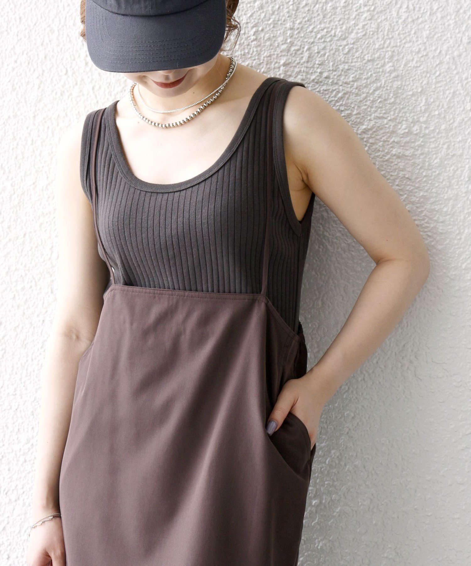 【シップス フォー ウィメン/SHIPS】のSHIPS any 洗濯機可能 Iライン キャミ ワンピース * ベーシック TEE セット インテリア・キッズ・メンズ・レディースファッション・服の通販 founy(ファニー) 　ファッション　Fashion　レディースファッション　Fashion for Women　ワンピース　Dresses　キャミソールワンピース　Camisole Dresses　インナー　Innerwear　洗える　Machine Washable　キャミ　Camisole, Cami Top　サスペンダー　Suspenders, Braces　ジャケット　Jacket, Outerwear　タンク　Tank Top, Sleeveless Top　ベーシック　Basic, Essential　おすすめ　Recommended / Our Picks　2025年　2025　2025春夏・S/S　Spring/Summer 2025 SS25　ブラウン|ID: prp329100004825495 ipo3291000000035100015