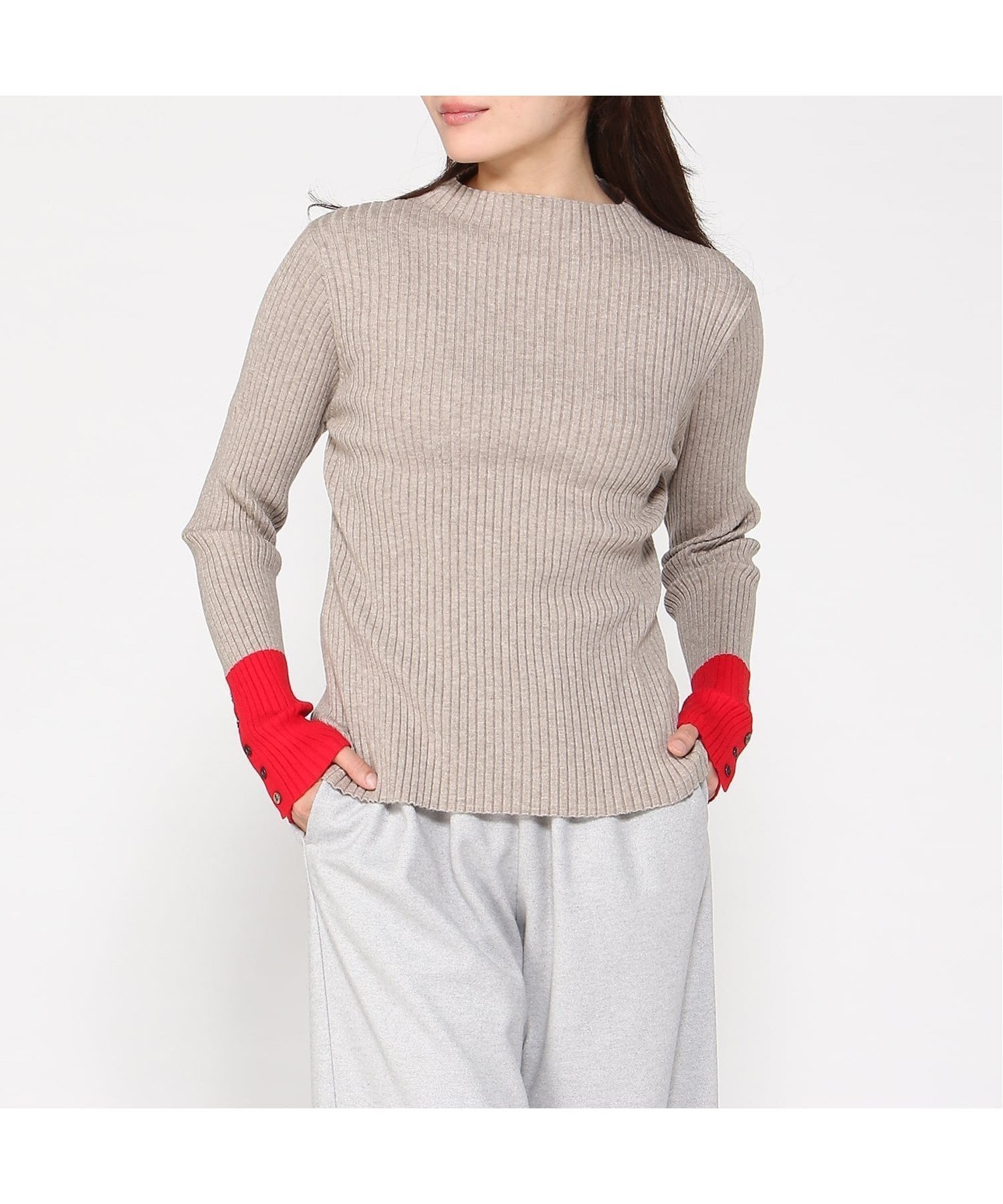 【グレディブリリアン/Gready Brilliant】のGready Brilliant/5_リブボトルN袖バイカラー インテリア・キッズ・メンズ・レディースファッション・服の通販 founy(ファニー) 　ファッション　Fashion　レディースファッション　Fashion for Women　トップス・カットソー　Cut & Sew Tops　コンパクト　Compact, Small Size　ベスト　Vest, Waistcoat　ボトルネック　Bottle Neck, Mock Neck　人気　Popular, Best Seller　BExRE|ID: prp329100004825499 ipo3291000000035100096