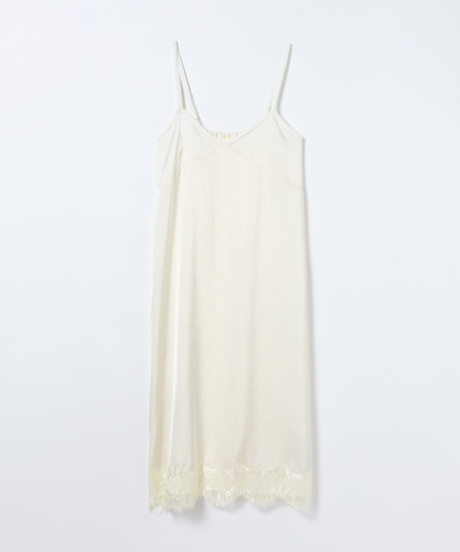 【ジーナシス/JEANASiS】のレーストリムサテンキャミドレス インテリア・キッズ・メンズ・レディースファッション・服の通販 founy(ファニー) 　ファッション　Fashion　レディースファッション　Fashion for Women　トップス・カットソー　Cut & Sew Tops　キャミソール&ノースリーブ　Camisoles & Sleeveless Tops　ワンピース　Dresses　フォーマル・パーティードレス・結婚式用ドレス　Elegant & Casual Dresses　インナー　Innerwear　キャミワンピース　Cami Dress, Slip Dress　今季　This Season, Current Season　サテン　Satin, Glossy Fabric　スウェット / スエット　Sweatshirt, Sweatwear　スカラップ　Scallop, Scalloped Edge　ストレート　Straight, Straight Cut　タートルネック　Turtleneck, High Neck　デニム　Denim, Jeans Material　ボトム　Bottoms, Lower Wear　レース　Lace, Lace Fabric　冬　Winter / This Winter　おすすめ　Recommended / Our Picks　オフホワイト|ID: prp329100004825504 ipo3291000000035100180