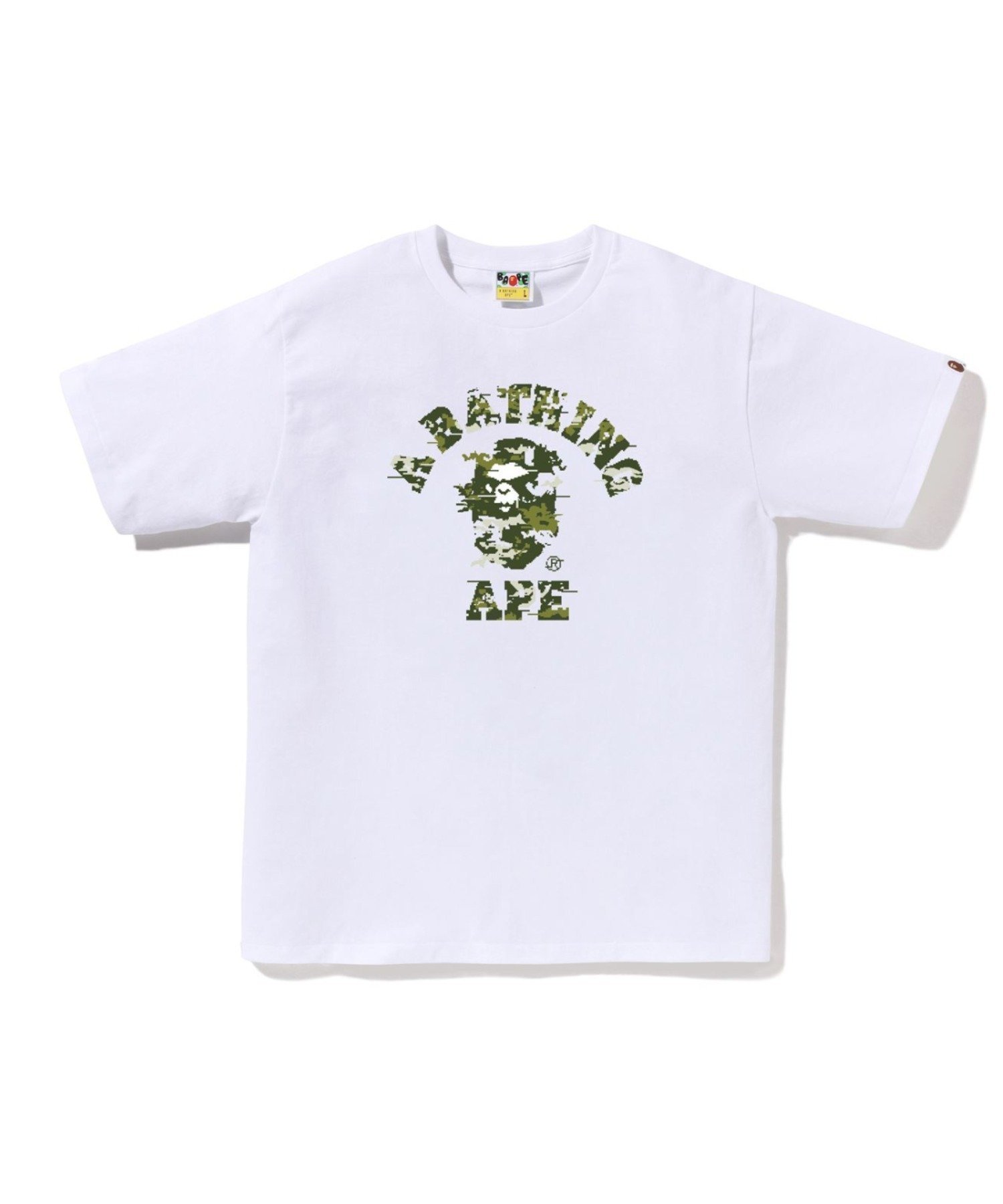 【ア ベイシング エイプ/A BATHING APE】のMULTI PIXEL CAMO COLLEGE TEE インテリア・キッズ・メンズ・レディースファッション・服の通販 founy(ファニー) 　ファッション　Fashion　レディースファッション　Fashion for Women　インナー　Innerwear　ショート　Short, Short Length　スリーブ　Sleeve, Long Sleeve / Short Sleeve　フロント　Front, Front Design　プリント　Print, Printed Pattern　ラバー　Rubber, Rubber Sole　WH×GR|ID: prp329100004825511 ipo3291000000035100252