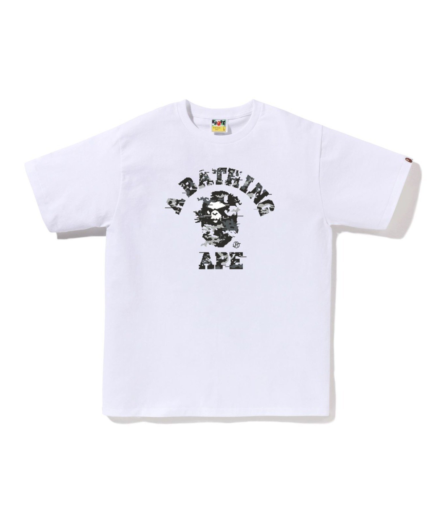 【ア ベイシング エイプ/A BATHING APE】のMULTI PIXEL CAMO COLLEGE TEE インテリア・キッズ・メンズ・レディースファッション・服の通販 founy(ファニー) 　ファッション　Fashion　レディースファッション　Fashion for Women　インナー　Innerwear　ショート　Short, Short Length　スリーブ　Sleeve, Long Sleeve / Short Sleeve　フロント　Front, Front Design　プリント　Print, Printed Pattern　ラバー　Rubber, Rubber Sole　WH×BK|ID: prp329100004825511 ipo3291000000035100253