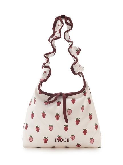 【ジェラート ピケ/gelato pique】のストロベリー柄ミニバッグ 人気、トレンドファッション・服の通販 founy(ファニー) 　ファッション　Fashion　レディースファッション　Fashion for Women　バッグ　Bags　ギャザー　Gathered, Ruffled　サテン　Satin, Glossy Fabric　スマホ　Smartphone, Mobile Device　スマート　Smart, Elegant　パイピング　Piping, Trim Design　プリント　Print, Printed Pattern　ポーチ　Pouch, Small Case　リボン　Ribbon, Bow　財布　Wallet, Purse　 other-1|ID: prp329100004825520 ipo3291000000035100379