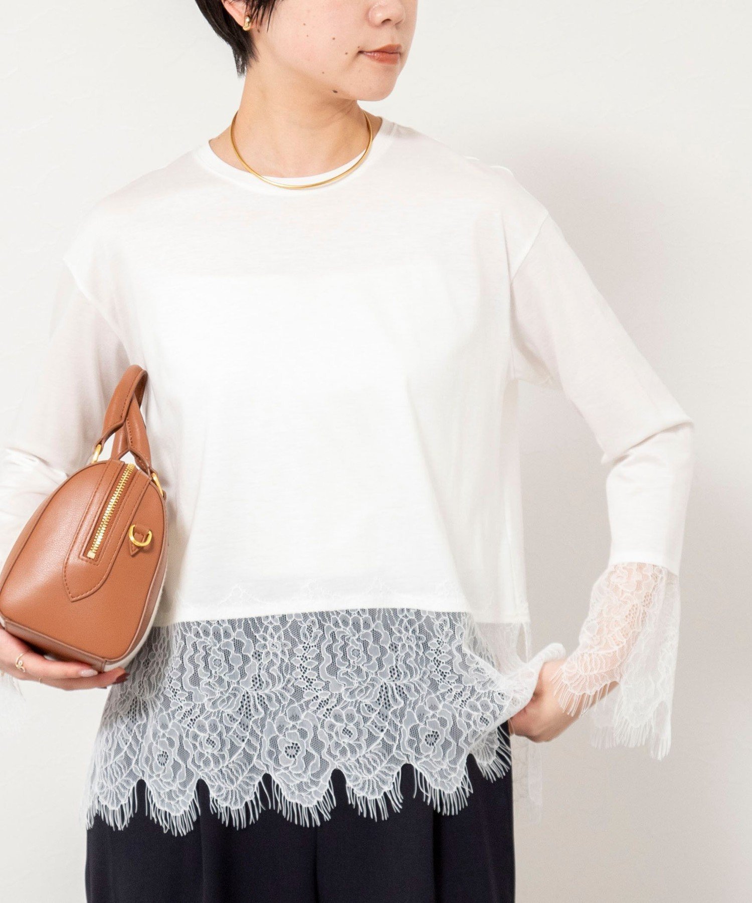 【ノーリーズ/NOLLEY'S】のウォッシャブルレース切替ロンT 人気、トレンドファッション・服の通販 founy(ファニー) 　ファッション　Fashion　レディースファッション　Fashion for Women　トップス・カットソー　Cut & Sew Tops　ロングTシャツ・Tシャツ　Longline T-Shirts & Tees　2026年　2026　おすすめ　Recommended / Our Picks　カットソー　Cut and Sewn Top　スウェット / スエット　Sweatshirt, Sweatwear　レース　Lace, Lace Fabric　ロング　Long, Long-Length　エレガント 上品　Elegant　切替　Switching, Contrast Panel　 other-1|ID: prp329100004825533 ipo3291000000035100477