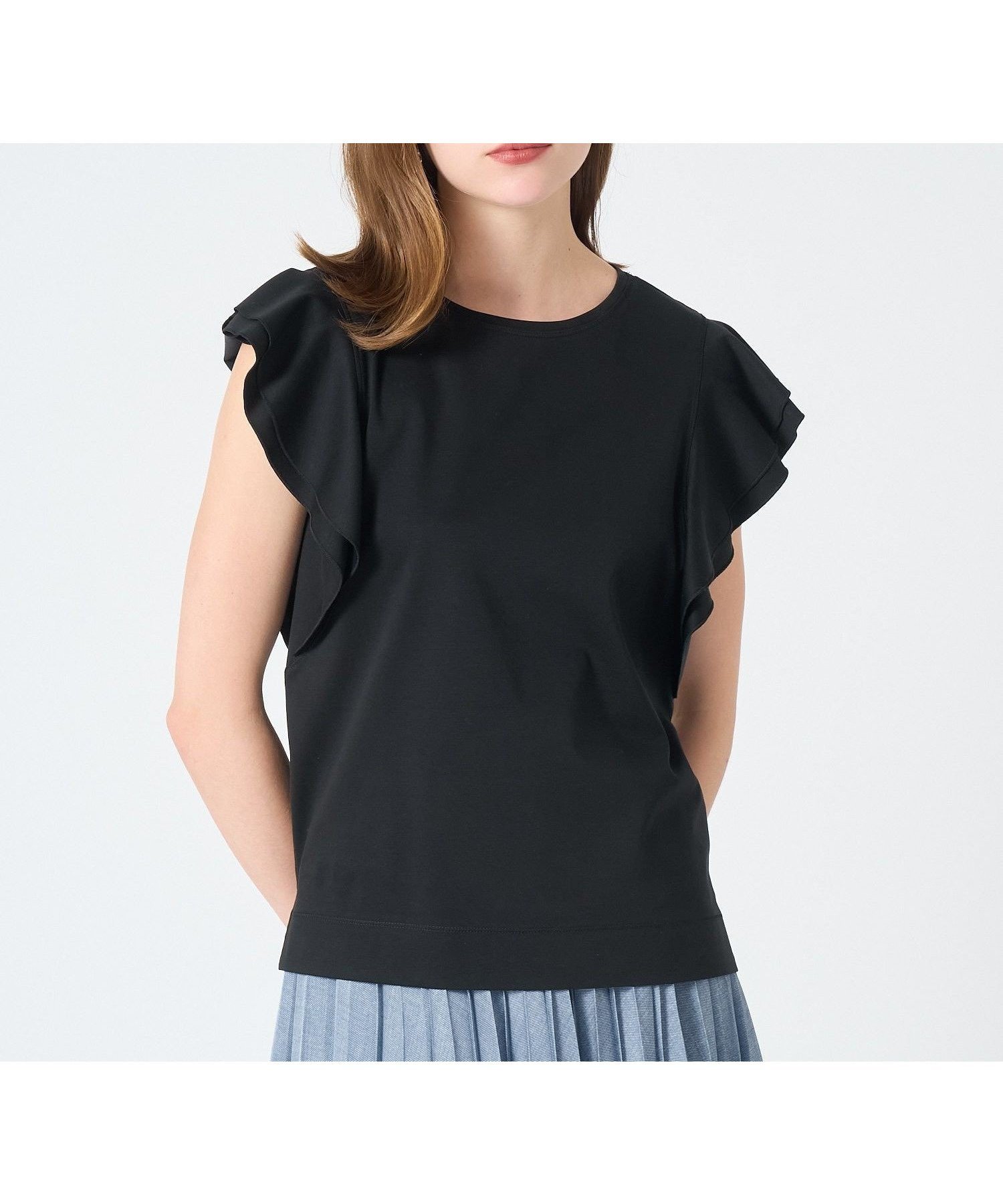 【アナイ/ANAYI】のコットンスムースダブルフリルプルオーバー インテリア・キッズ・メンズ・レディースファッション・服の通販 founy(ファニー) 　ファッション　Fashion　レディースファッション　Fashion for Women　トップス・カットソー　Cut & Sew Tops　カジュアルプルオーバー・ニットトップス　Pullovers & Knit Tops / Casual Pullovers　アクセサリー　Fashion Accessories　シンプル　Simple, Minimal　スマート　Smart, Elegant　フリル　Frill, Ruffle　ラウンド　Round, Round Neck　再入荷　Restock / Back in Stock　夏　Summer　エレガント 上品　Elegant　black|ID: prp329100004825550 ipo3291000000035100572