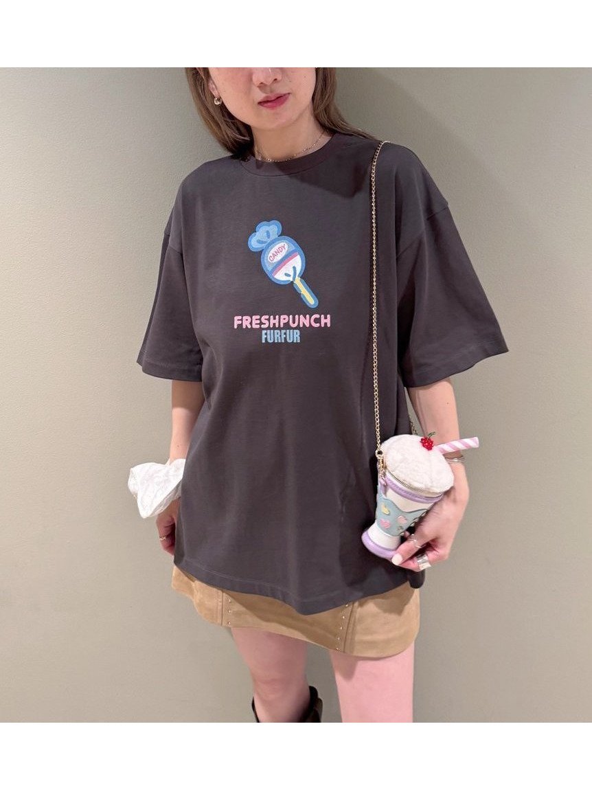 【ファーファー/FURFUR】のFRESH PUNCH モチーフTシャツ インテリア・キッズ・メンズ・レディースファッション・服の通販 founy(ファニー) 　雑誌掲載アイテム　Magazine Picks & Fashion Features　ファッション雑誌　Fashion Magazines　スウィート　Sweet　ファッション　Fashion　レディースファッション　Fashion for Women　トップス・カットソー　Cut & Sew Tops　シャツ・ブラウス・オフィスカジュアル　Elegant Blouses & Button-Ups　ロングTシャツ・Tシャツ　Longline T-Shirts & Tees　9月号　September Issue　キャラクター　Character, Licensed Characters　スマート　Smart, Elegant　トレンド　Trend, Trending Now　フロント　Front, Front Design　プリント　Print, Printed Pattern　モチーフ　Motif, Design Theme　リラックス　Relax, Relaxed Fit　雑誌　Magazine, Fashion Magazine　CGRY[007]|ID: prp329100004825584 ipo3291000000035101030