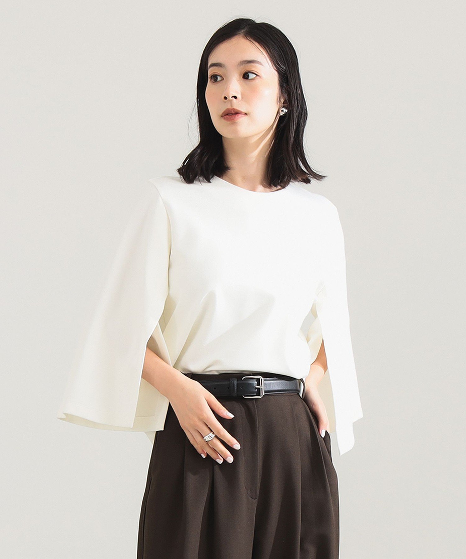 【デミルクス ビームス/Demi-Luxe BEAMS】の【12/25新規値下げ】レーヨン ナイロン ポンチスリット プルオーバー インテリア・キッズ・メンズ・レディースファッション・服の通販 founy(ファニー) 　ファッション　Fashion　レディースファッション　Fashion for Women　トップス・カットソー　Cut & Sew Tops　カジュアルプルオーバー・ニットトップス　Pullovers & Knit Tops / Casual Pullovers　エレガント 上品　Elegant　カットソー　Cut and Sewn Top　シンプル　Simple, Minimal　ストレッチ　Stretch, Stretchy Fabric　スリット　Slit, Slit Detail　デニム　Denim, Jeans Material　ワイド　Wide, Wide Fit　おすすめ　Recommended / Our Picks　WHITE|ID: prp329100004825598 ipo3291000000035101193