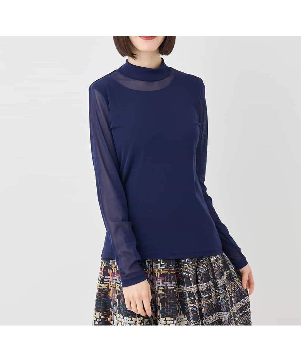 【ヒロコビス/HIROKO BIS】のハイネックシアープルオーバー /洗濯機で洗える インテリア・キッズ・メンズ・レディースファッション・服の通販 founy(ファニー) ファッション Fashion レディースファッション Fashion for Women トップス・カットソー Cut & Sew Tops カジュアルプルオーバー・ニットトップス Pullovers & Knit Tops / Casual Pullovers おすすめ Recommended / Our Picks インナー Innerwear エアリー Airy Texture シアー Sheer, See-Through ストレート Straight, Straight Cut チュール Tulip, Tulip Motif ハイネック High Neck, Mock Neck ボックス Boxy, Box Shape 洗える Machine Washable ネイビー|ID: prp329100004825599 ipo3291000000035101197