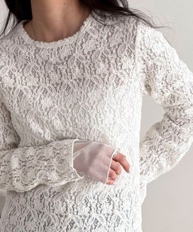 【フレディ&グロスター/FREDY&GLOSTER】のチュールレイヤードレースロンTシャツ 人気、トレンドファッション・服の通販 founy(ファニー) ファッション Fashion レディースファッション Fashion for Women トップス・カットソー Cut & Sew Tops シャツ・ブラウス・オフィスカジュアル Elegant Blouses & Button-Ups ロングTシャツ・Tシャツ Longline T-Shirts & Tees おすすめ Recommended / Our Picks インナー Innerwear スウェット / スエット Sweatshirt, Sweatwear チュール Tulip, Tulip Motif レース Lace, Lace Fabric |ID:prp329100004825603